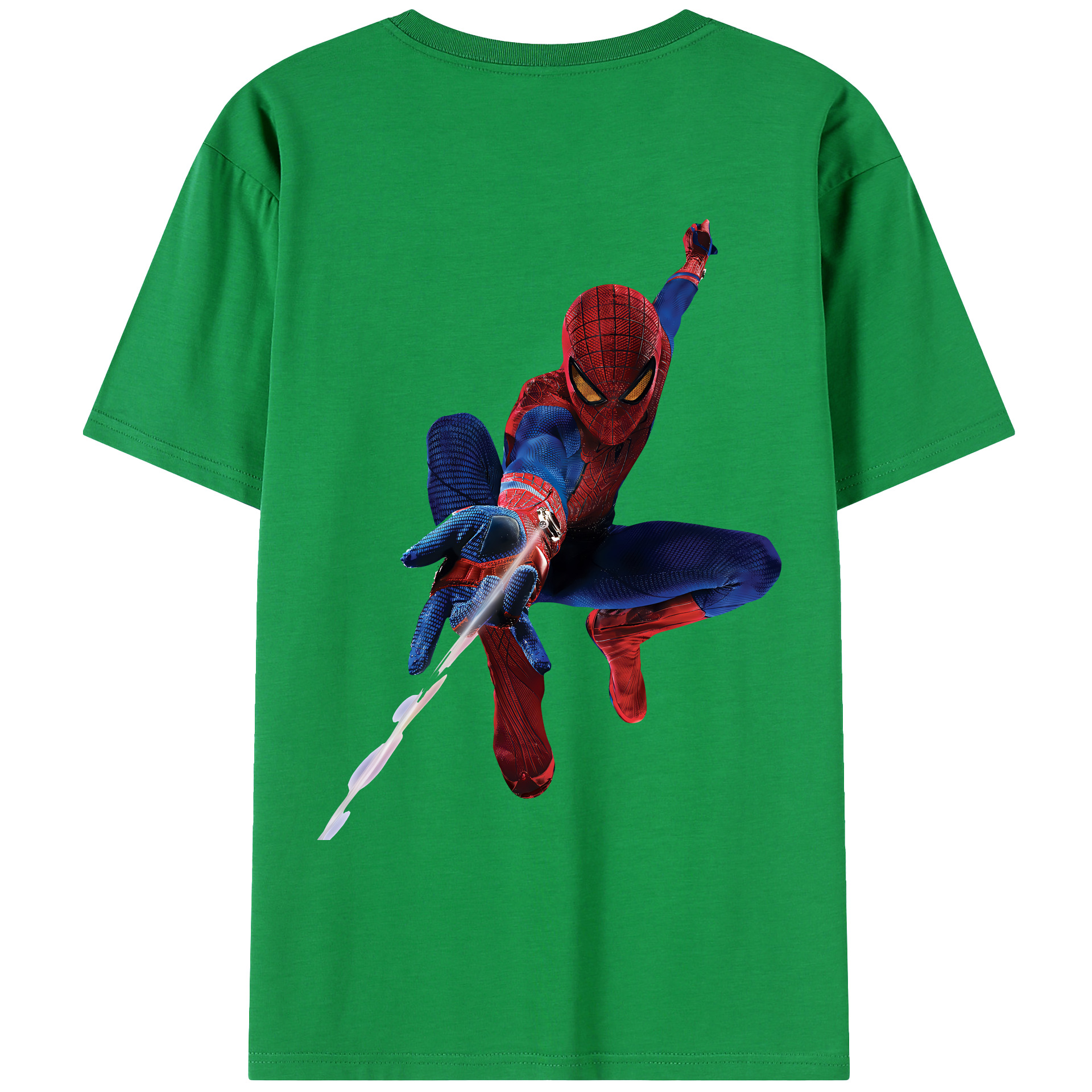 （画像用） Spider Man スパイダーマン 綿100％ メンズ半袖Tシャツ（バックプリント） 通気性