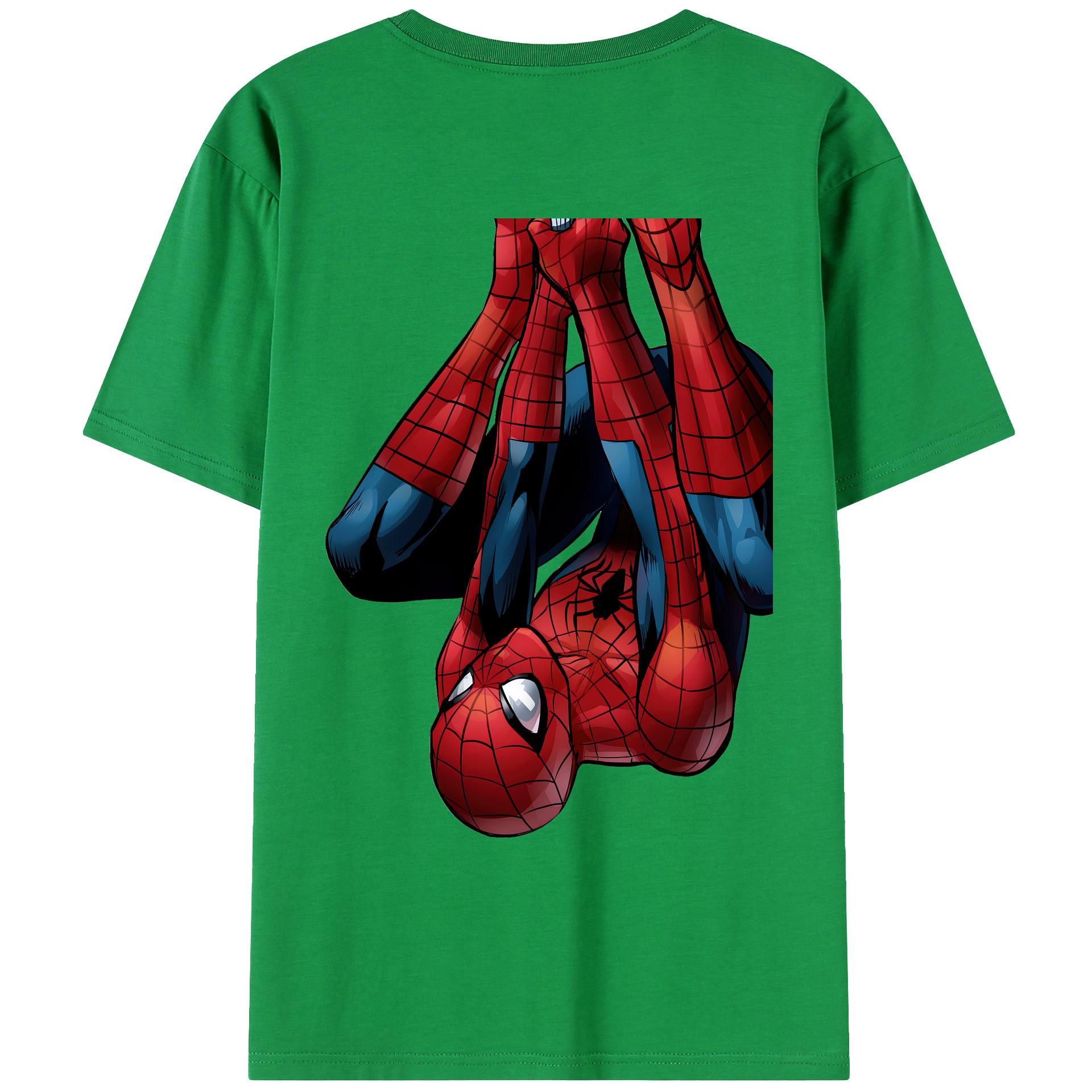 （画像用） Spider Man スパイダーマン 綿100％ メンズ半袖Tシャツ（バックプリント） 通気性