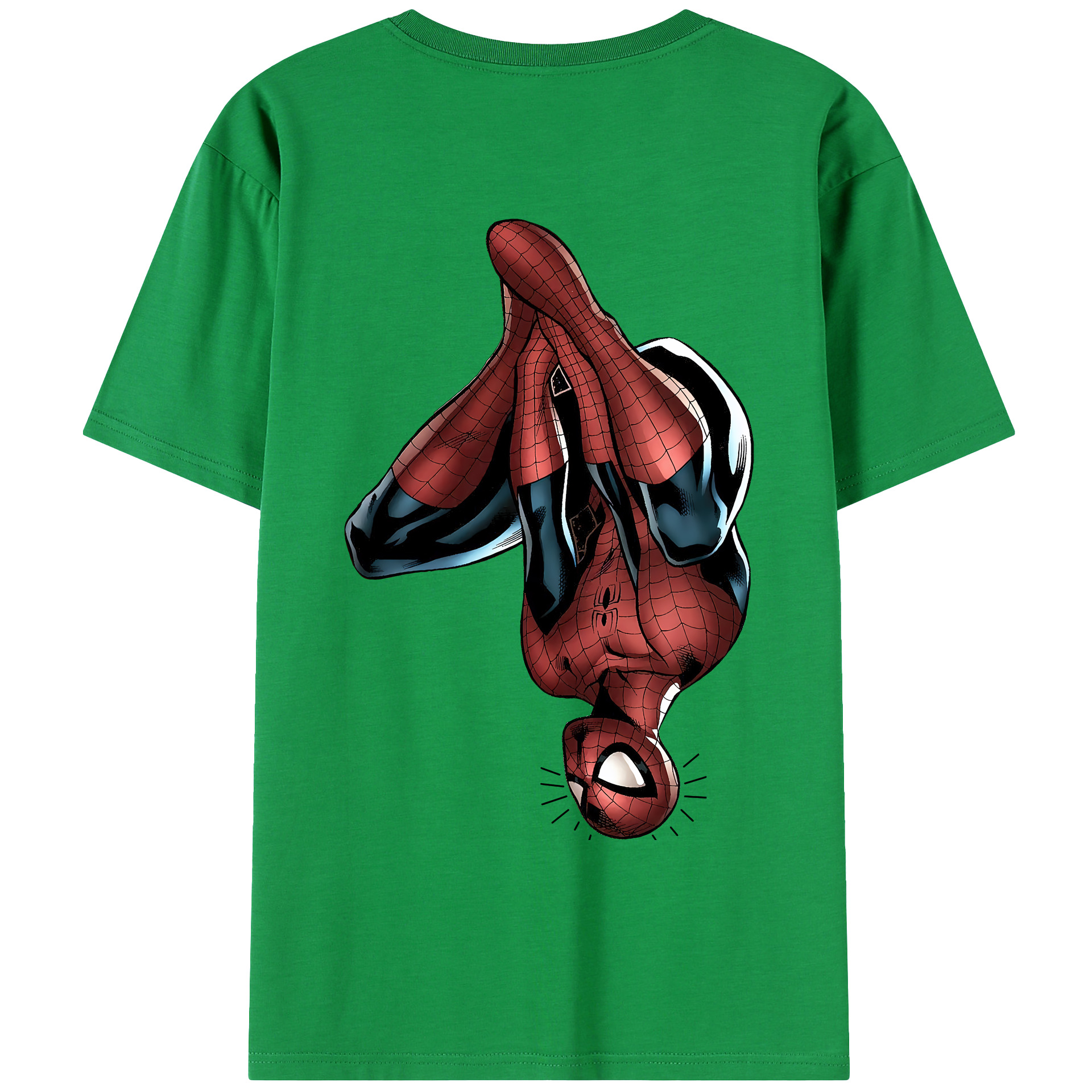 （画像用） Spider Man スパイダーマン 綿100％ メンズ半袖Tシャツ（バックプリント） 通気性