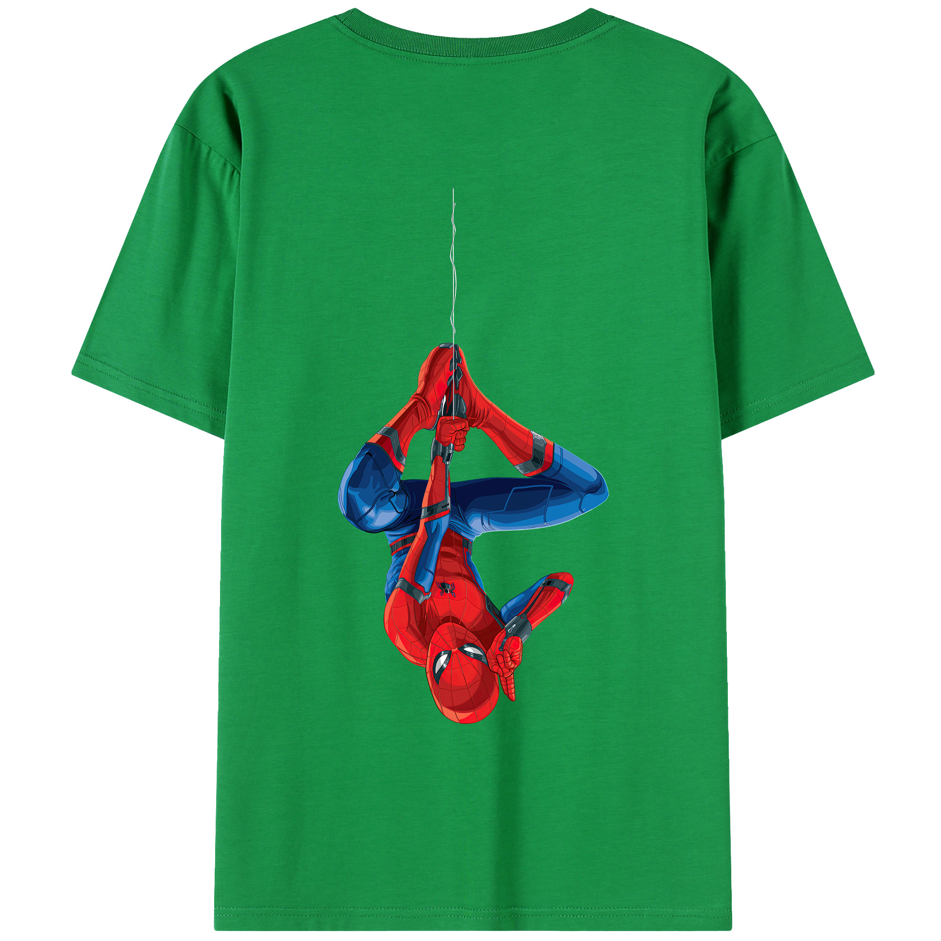 （画像用） Spider Man スパイダーマン 綿100％ メンズ半袖Tシャツ（バックプリント） 通気性