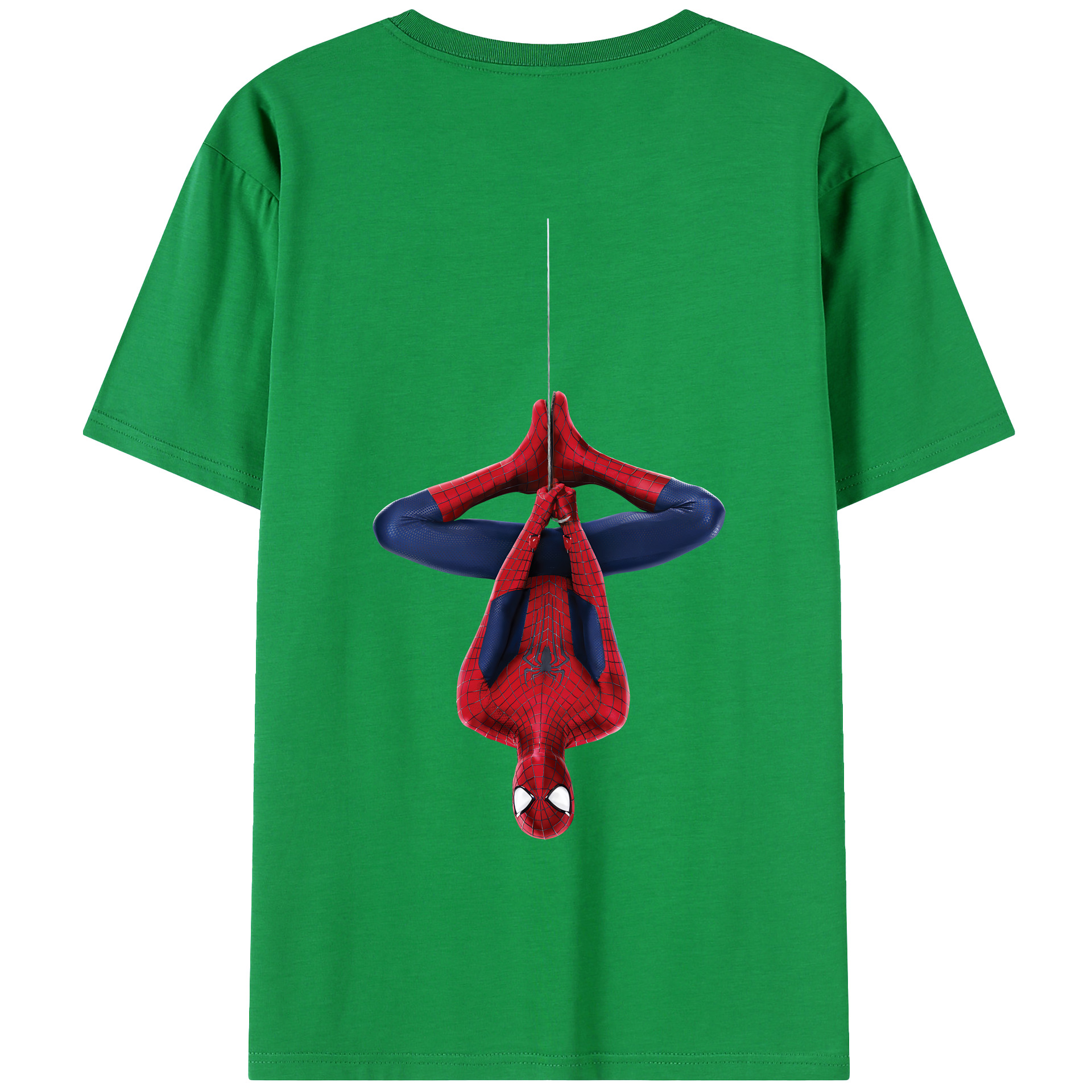 （画像用） Spider Man スパイダーマン 綿100％ メンズ半袖Tシャツ（バックプリント） 通気性
