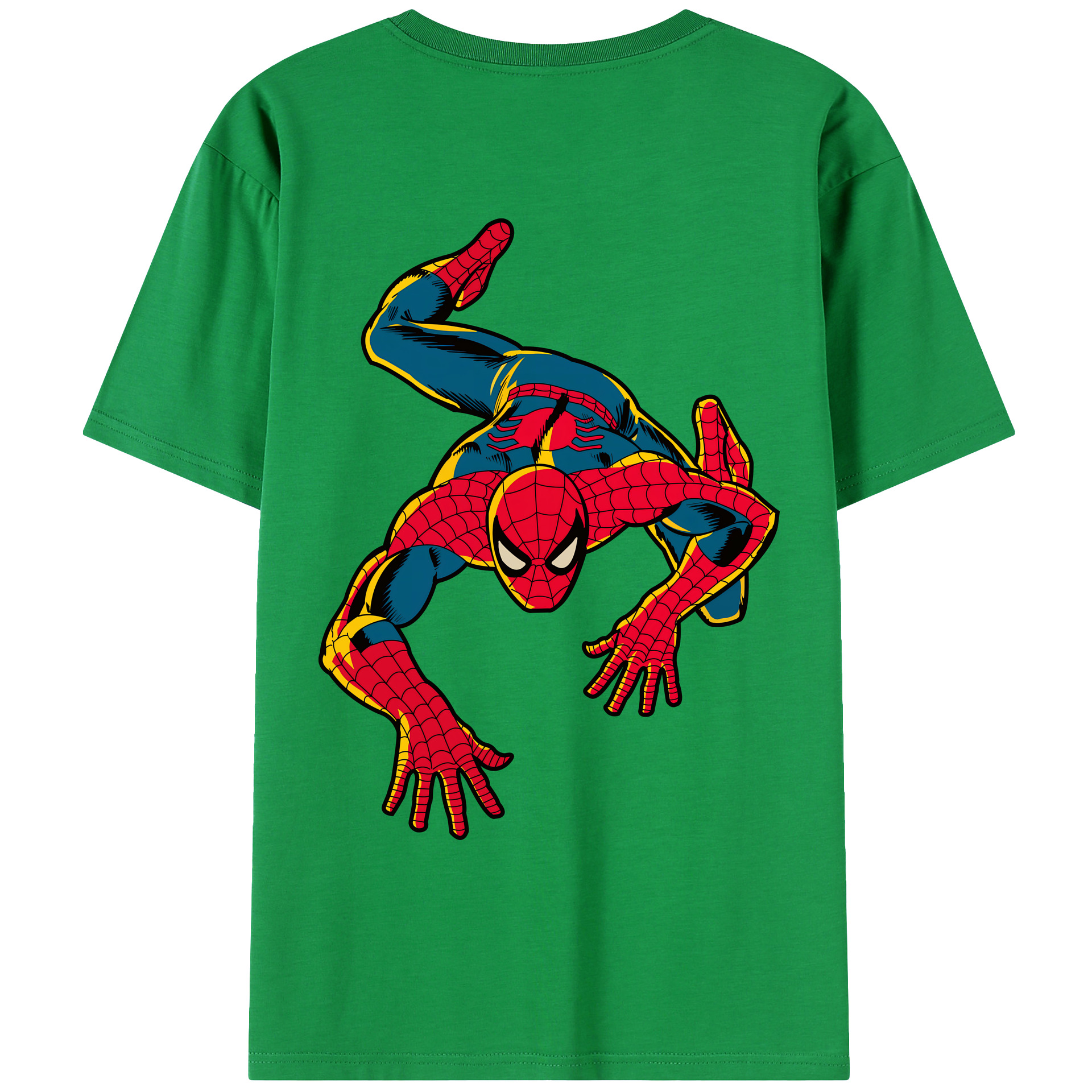 （画像用） Spider Man スパイダーマン 綿100％ メンズ半袖Tシャツ（バックプリント） 通気性