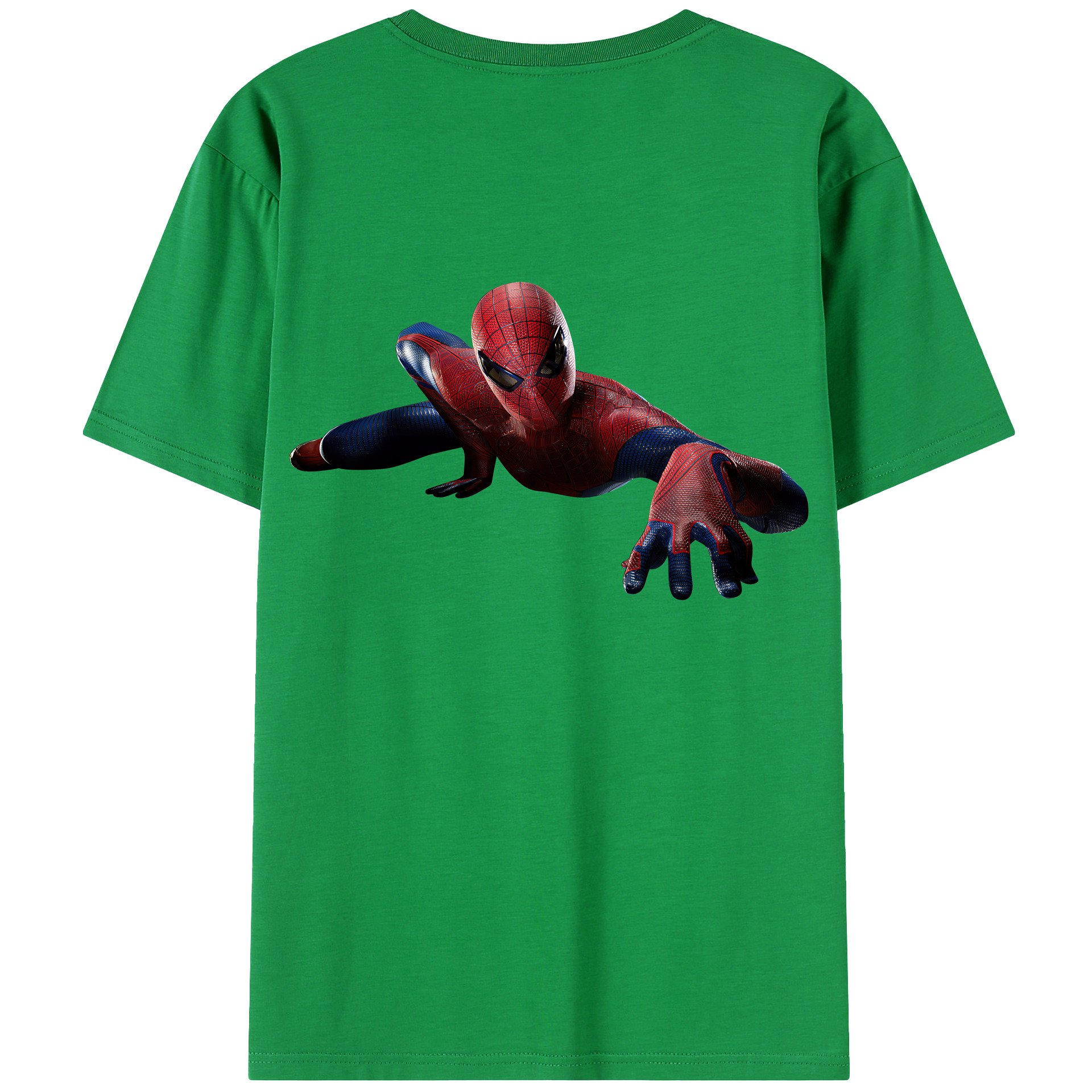 （画像用） Spider Man スパイダーマン 綿100％ メンズ半袖Tシャツ（バックプリント） 通気性