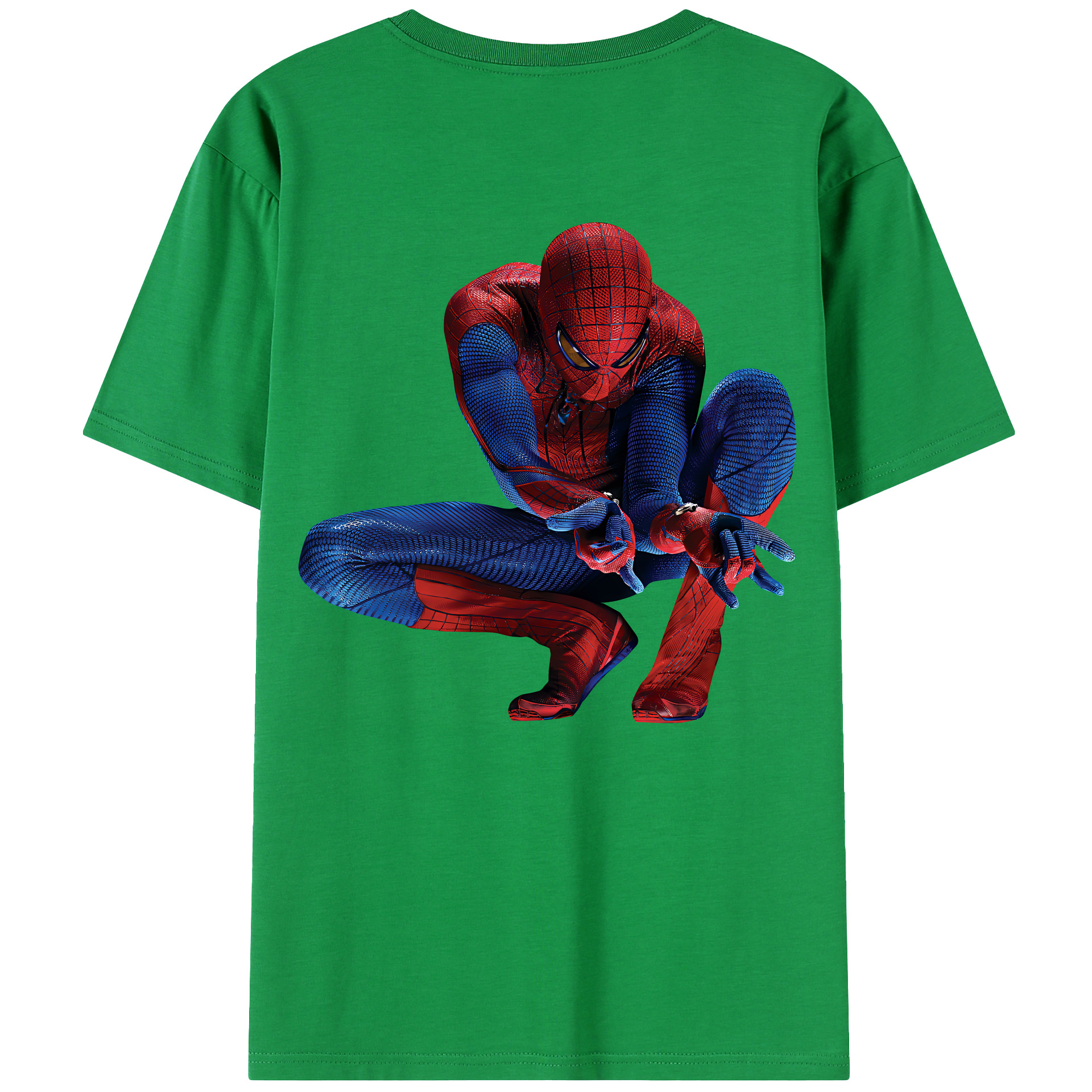 （画像用） Spider Man スパイダーマン 綿100％ メンズ半袖Tシャツ（バックプリント） 通気性