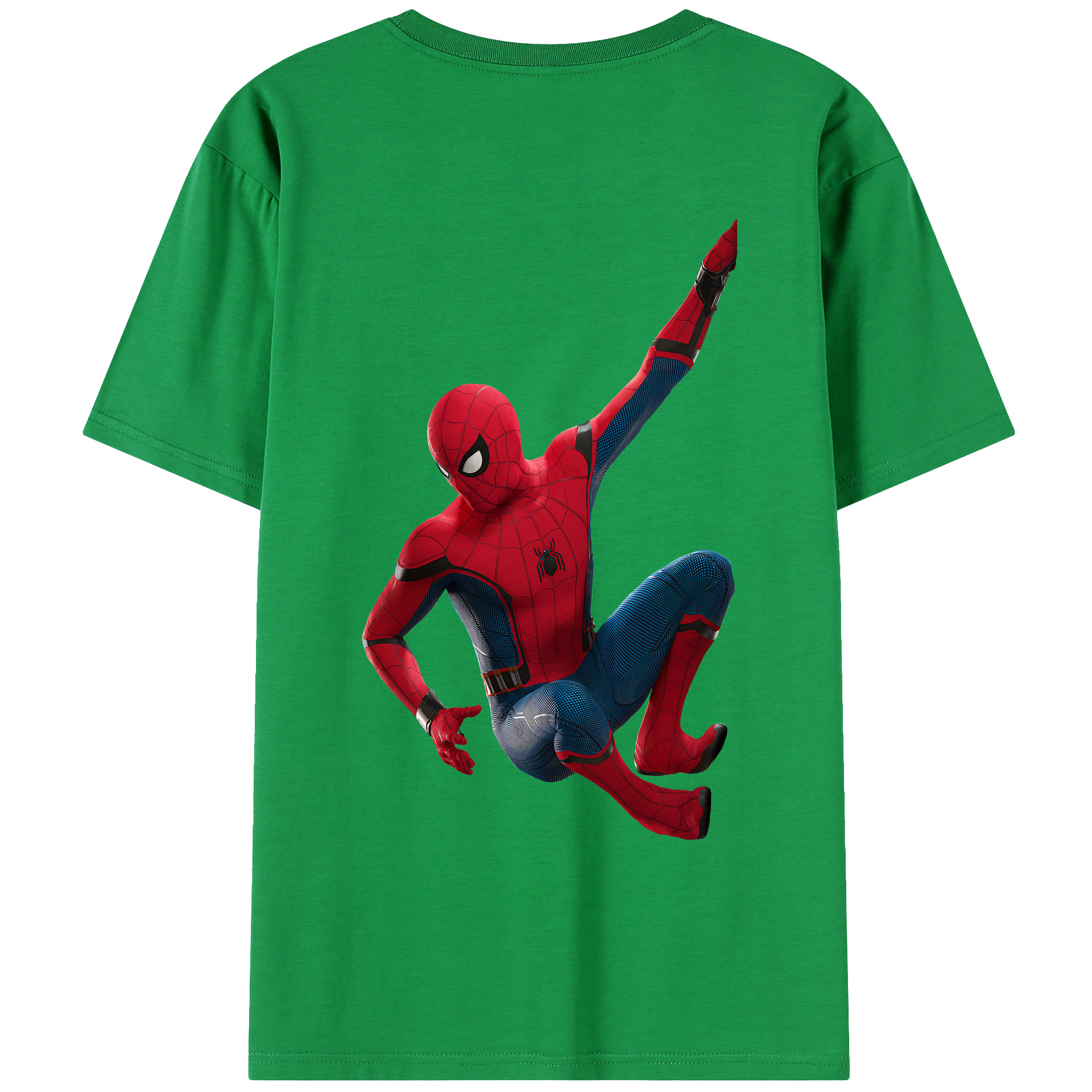 （画像用） Spider Man スパイダーマン 綿100％ メンズ半袖Tシャツ（バックプリント） 通気性