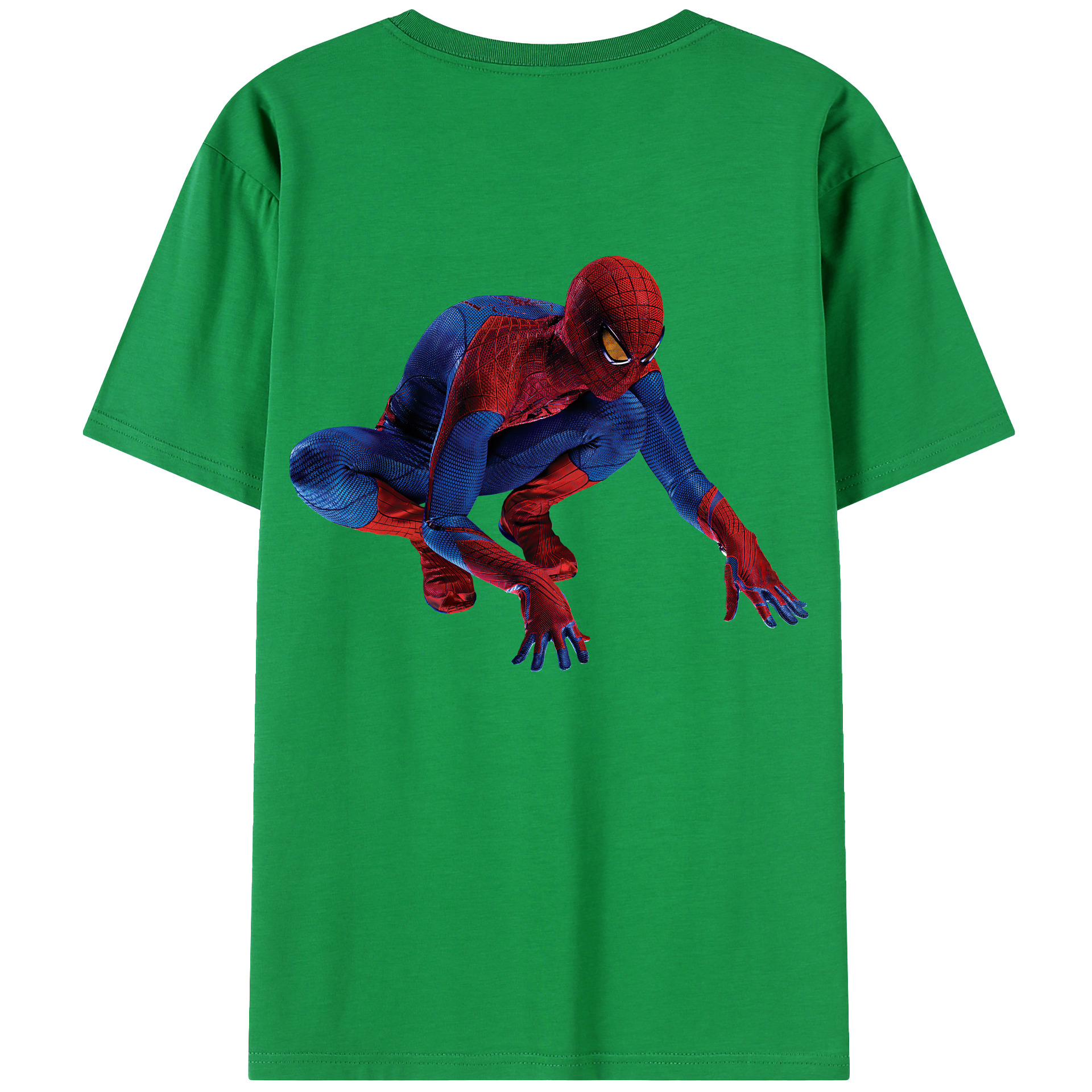 （画像用） Spider Man スパイダーマン 綿100％ メンズ半袖Tシャツ（バックプリント） 通気性
