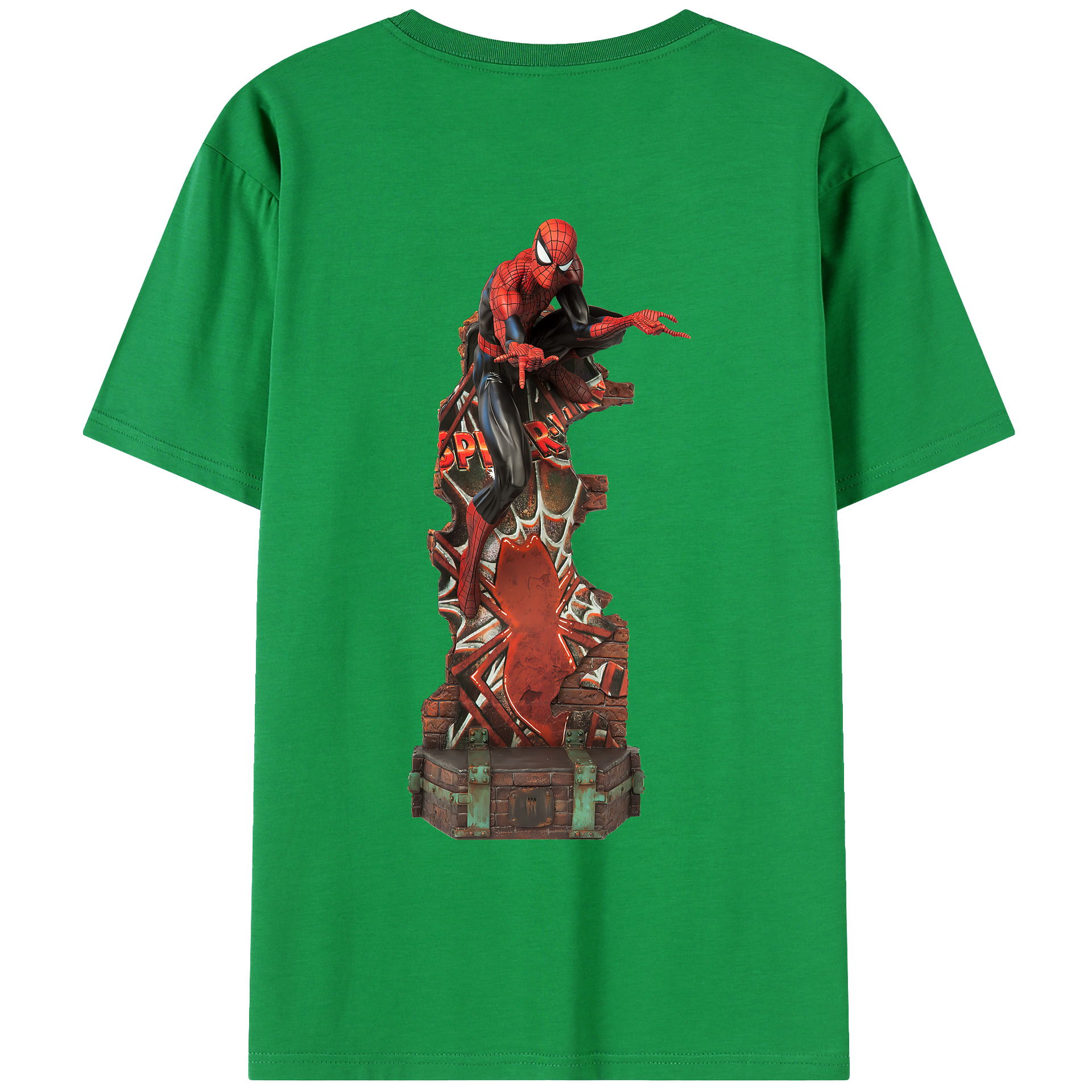 （画像用） Spider Man スパイダーマン 綿100％ メンズ半袖Tシャツ（バックプリント） 通気性
