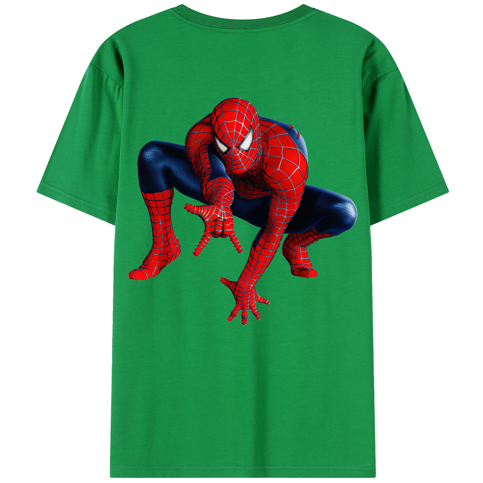 （画像用） Spider Man スパイダーマン 綿100％ メンズ半袖Tシャツ（バックプリント） 通気性