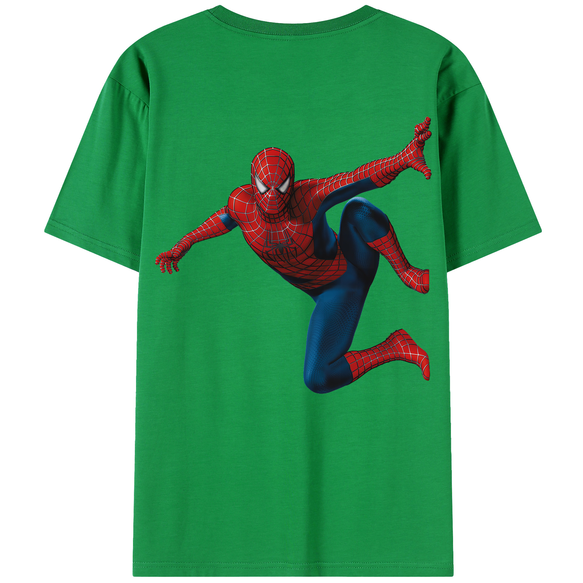 （画像用） Spider Man スパイダーマン 綿100％ メンズ半袖Tシャツ（バックプリント） 通気性
