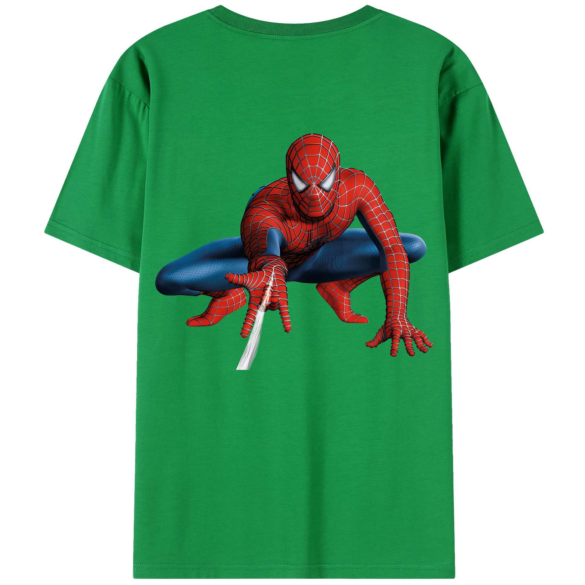 （画像用） Spider Man スパイダーマン 綿100％ メンズ半袖Tシャツ（バックプリント） 通気性