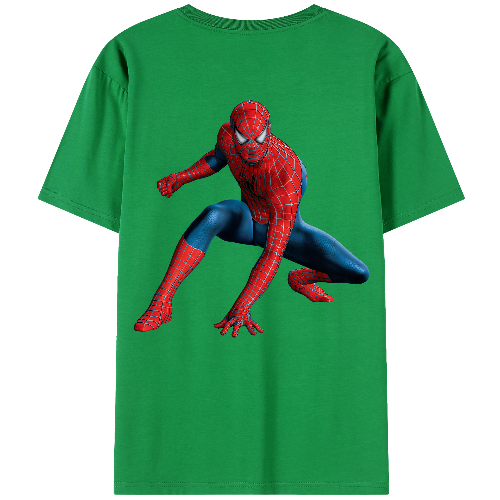 （画像用） Spider Man スパイダーマン 綿100％ メンズ半袖Tシャツ（バックプリント） 通気性