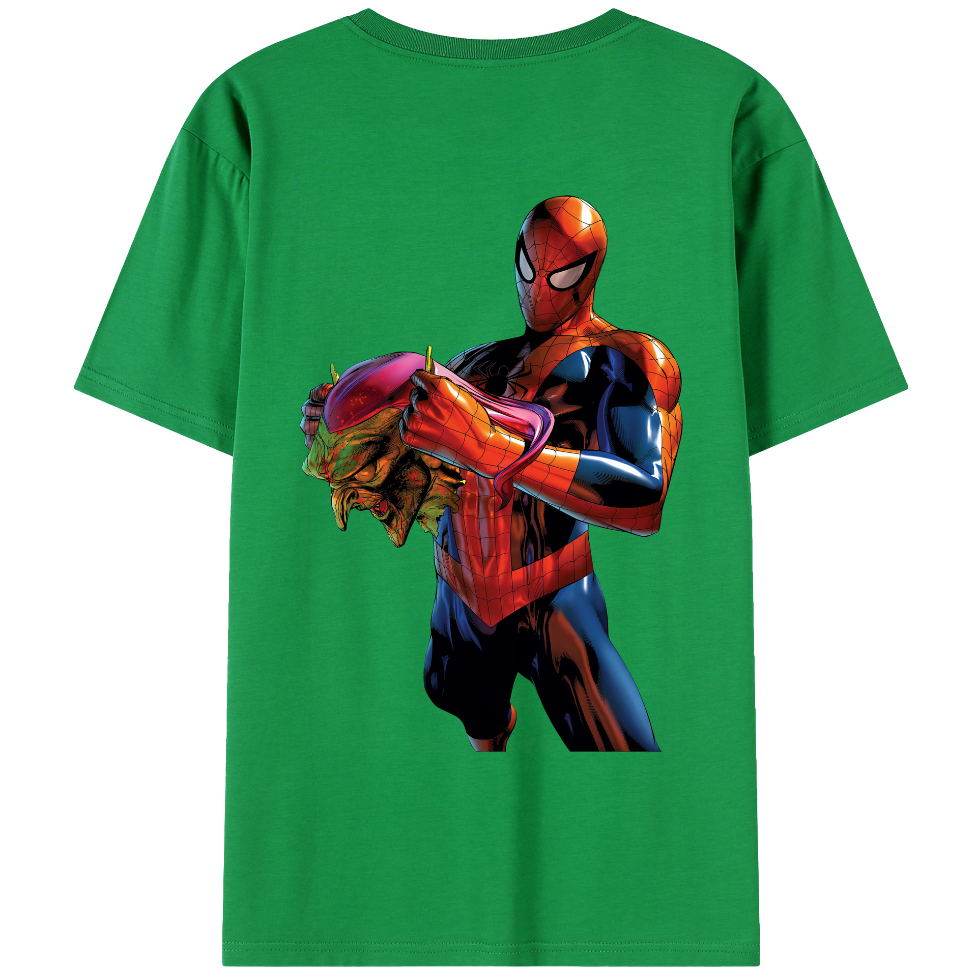 （画像用） Spider Man スパイダーマン 綿100％ メンズ半袖Tシャツ（バックプリント） 通気性