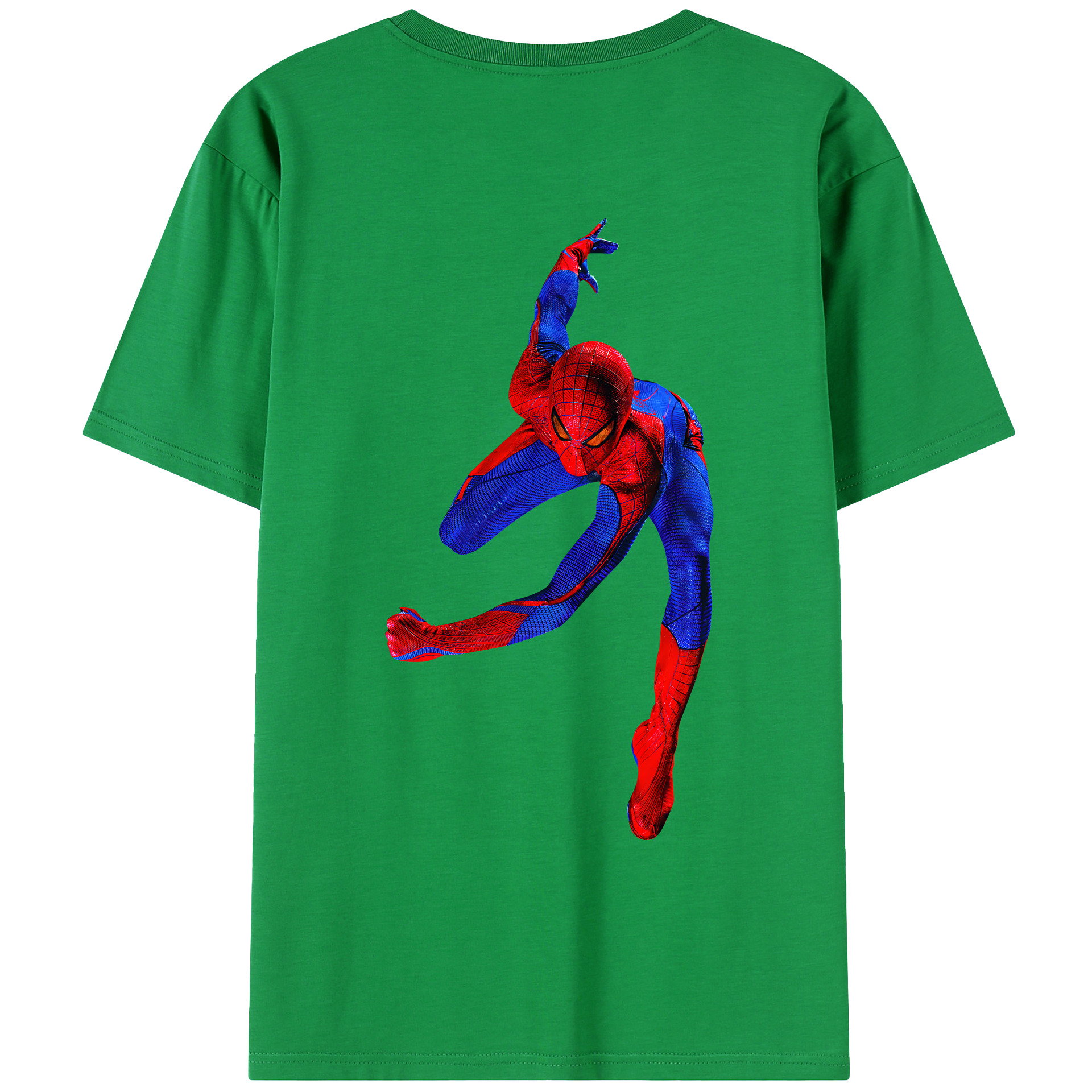 （画像用） Spider Man スパイダーマン 綿100％ メンズ半袖Tシャツ（バックプリント） 通気性