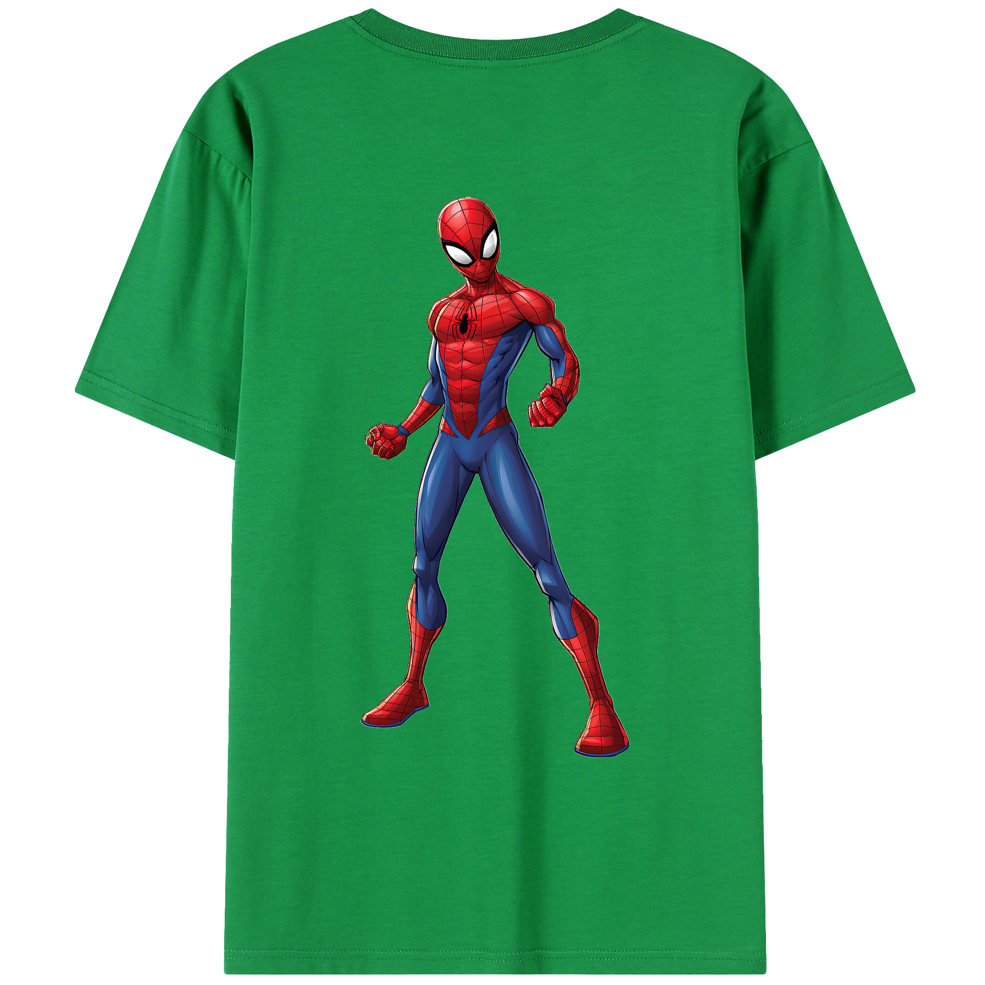 （画像用） Spider Man スパイダーマン 綿100％ メンズ半袖Tシャツ（バックプリント） 通気性
