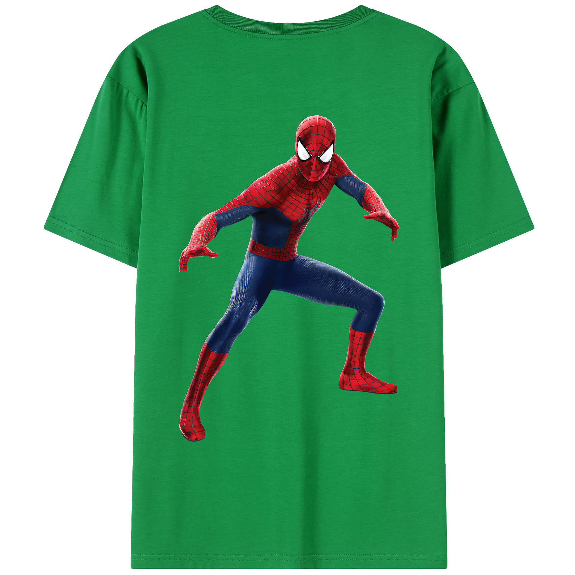 （画像用） Spider Man スパイダーマン 綿100％ メンズ半袖Tシャツ（バックプリント） 通気性
