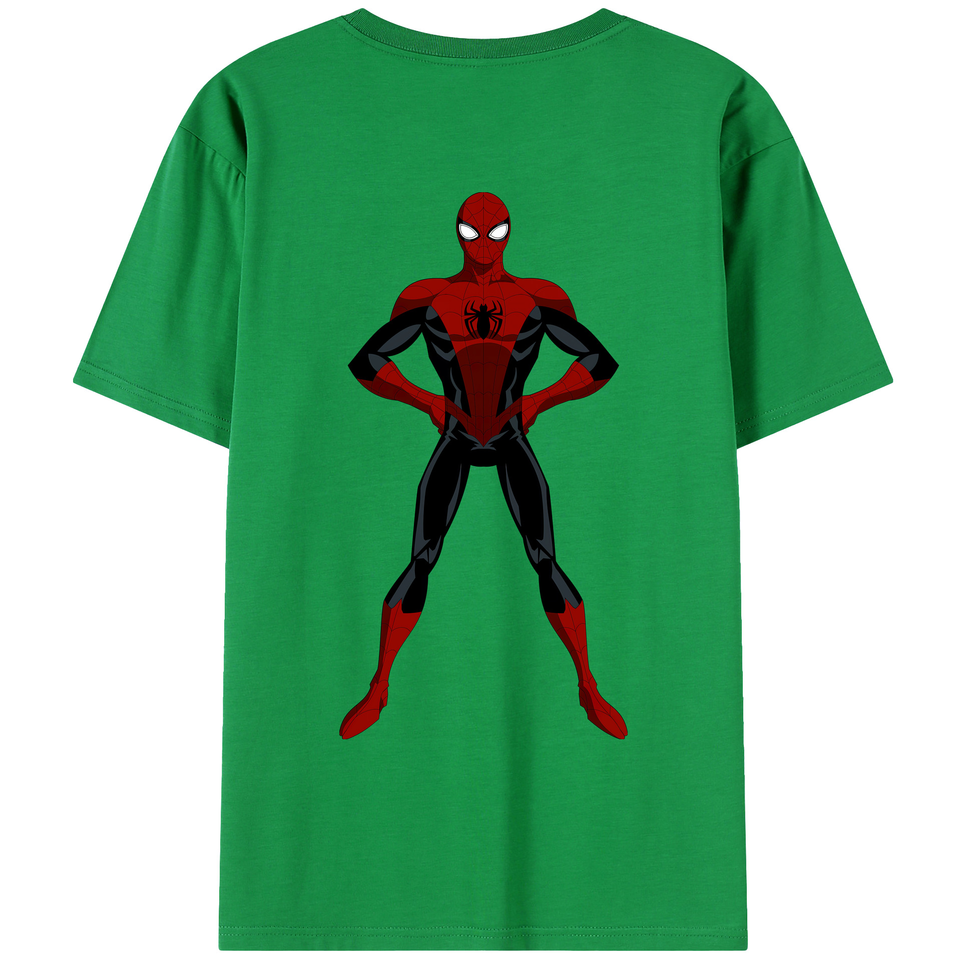（画像用） Spider Man スパイダーマン 綿100％ メンズ半袖Tシャツ（バックプリント） 通気性