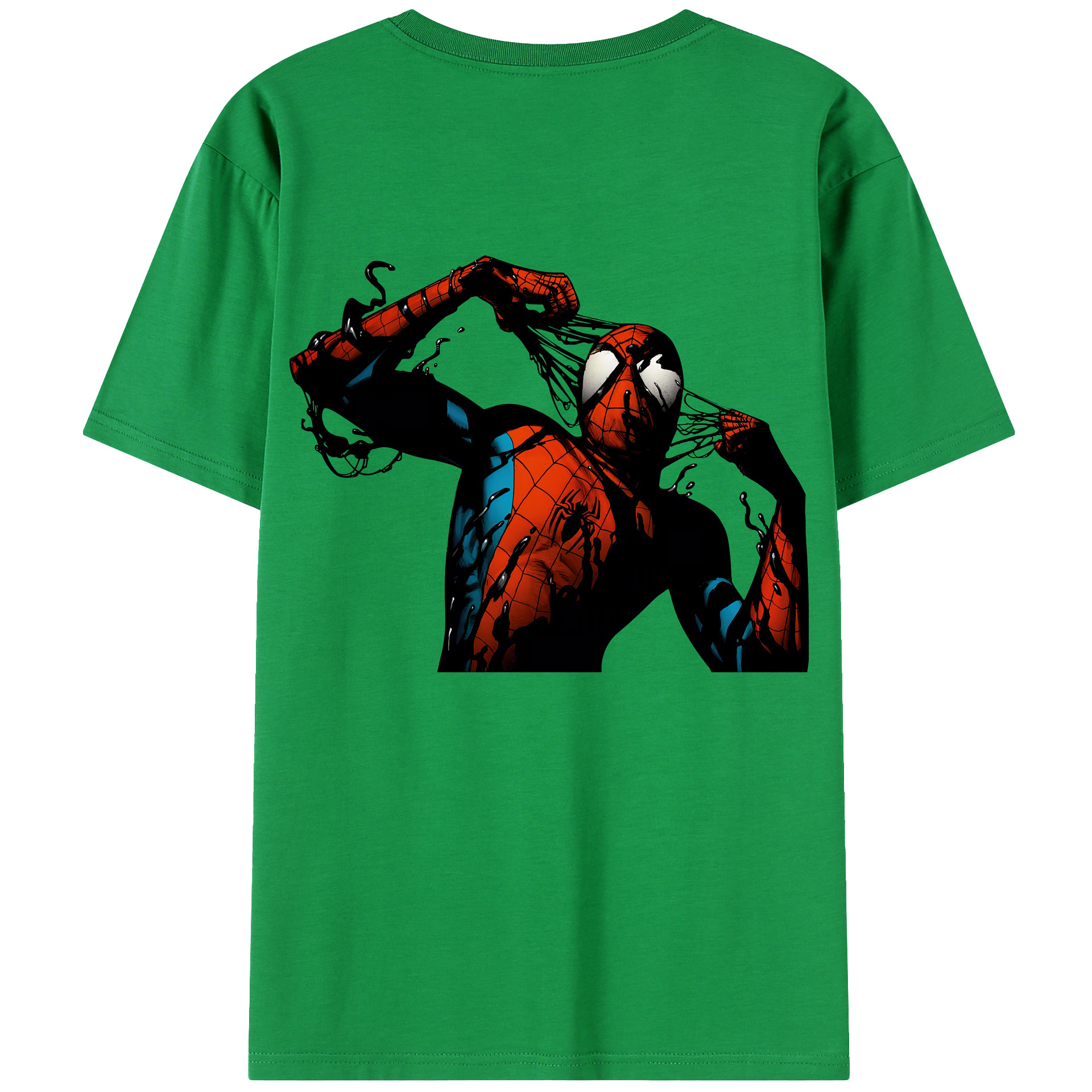 （画像用） Spider Man スパイダーマン 綿100％ メンズ半袖Tシャツ（バックプリント） 通気性
