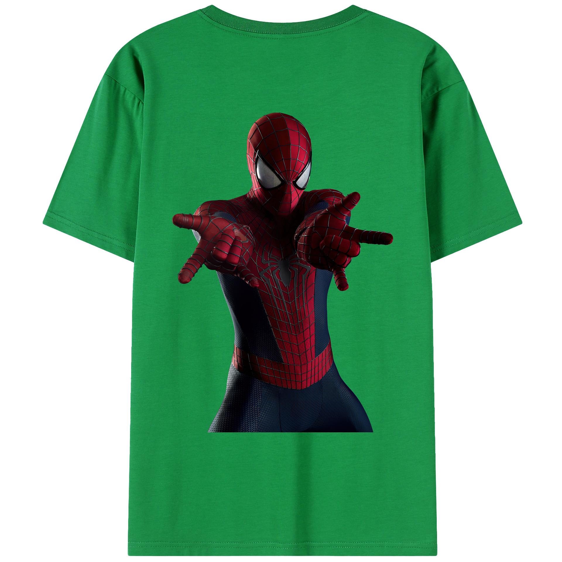 （画像用） Spider Man スパイダーマン 綿100％ メンズ半袖Tシャツ（バックプリント） 通気性