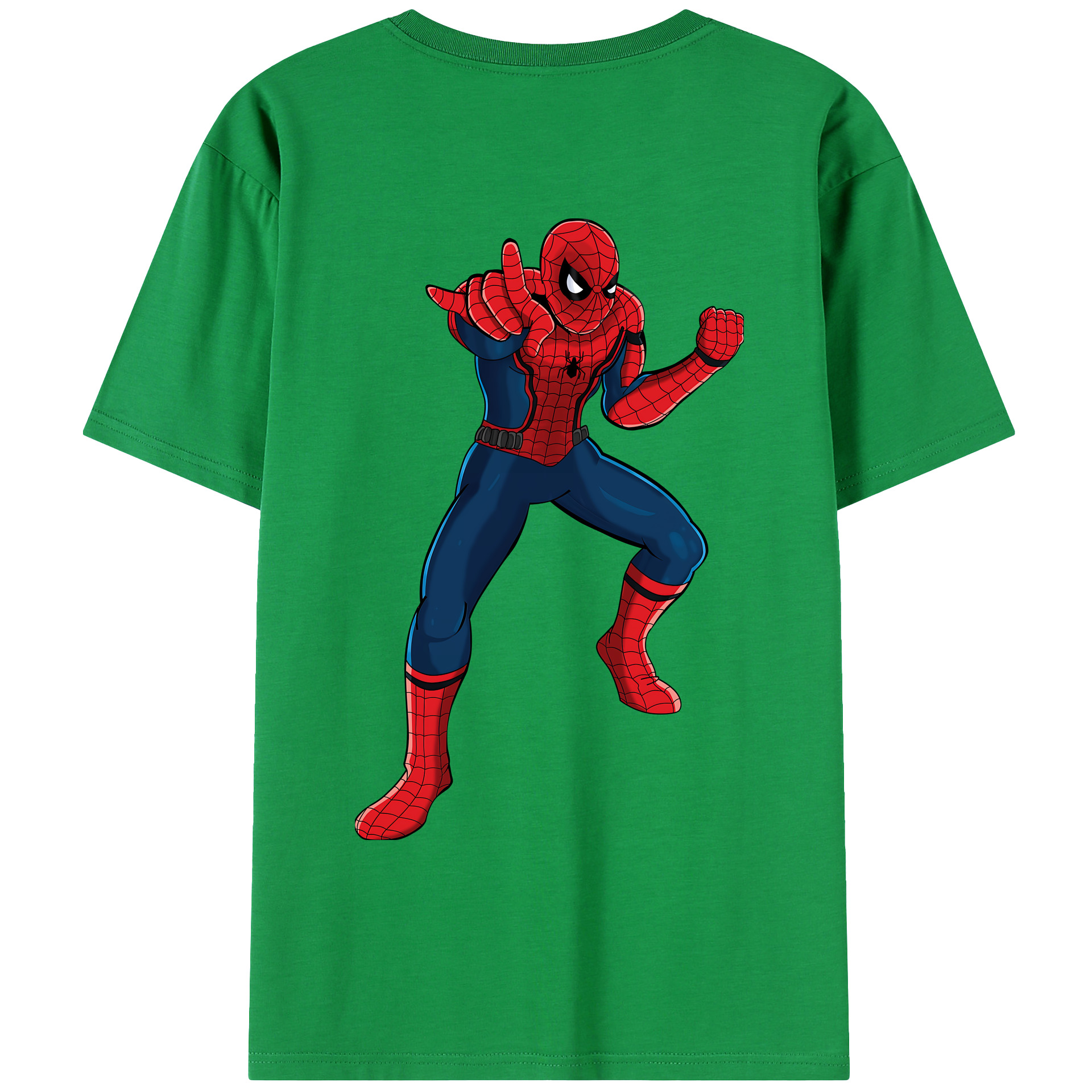 （画像用） Spider Man スパイダーマン 綿100％ メンズ半袖Tシャツ（バックプリント） 通気性