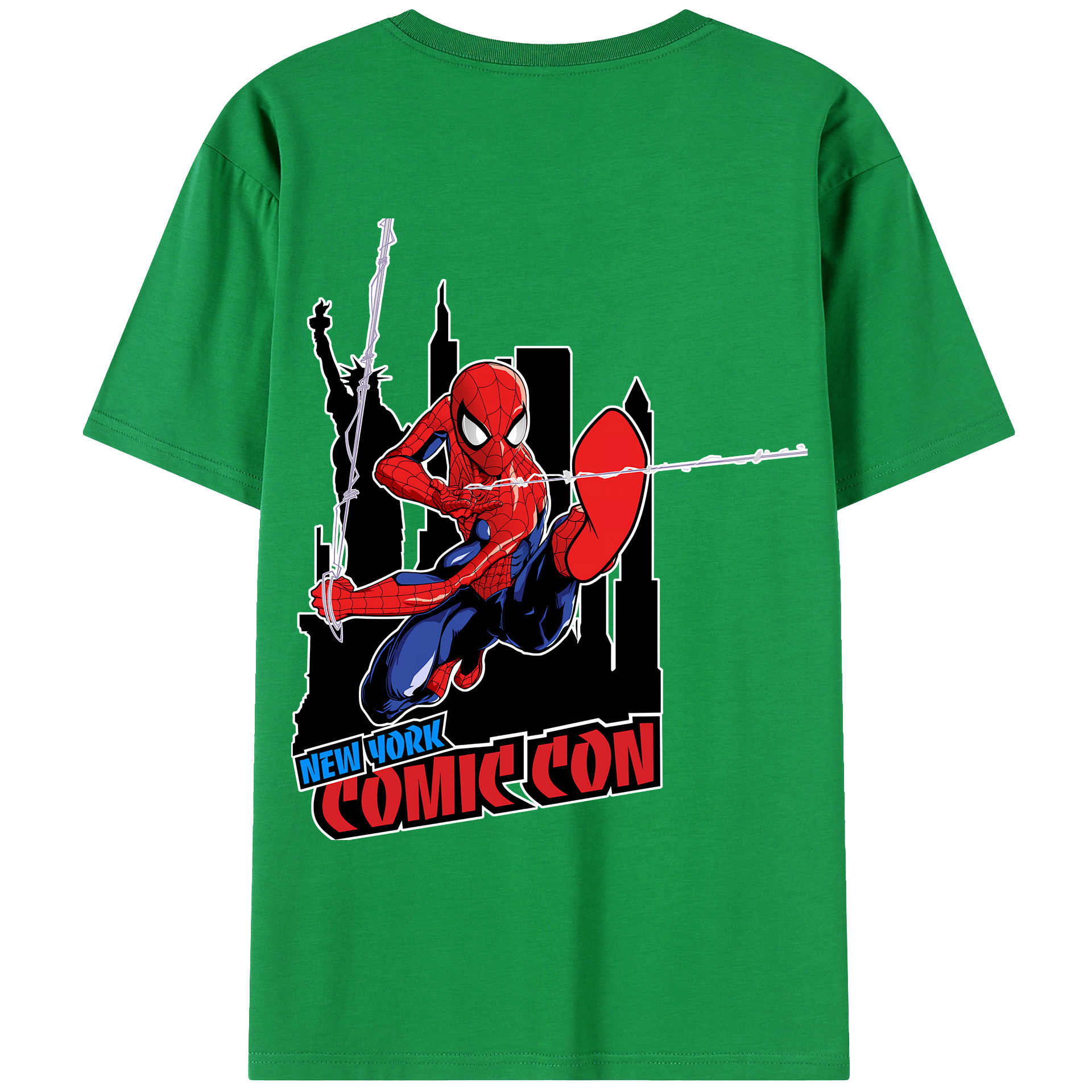 （画像用） Spider Man スパイダーマン 綿100％ メンズ半袖Tシャツ（バックプリント） 通気性