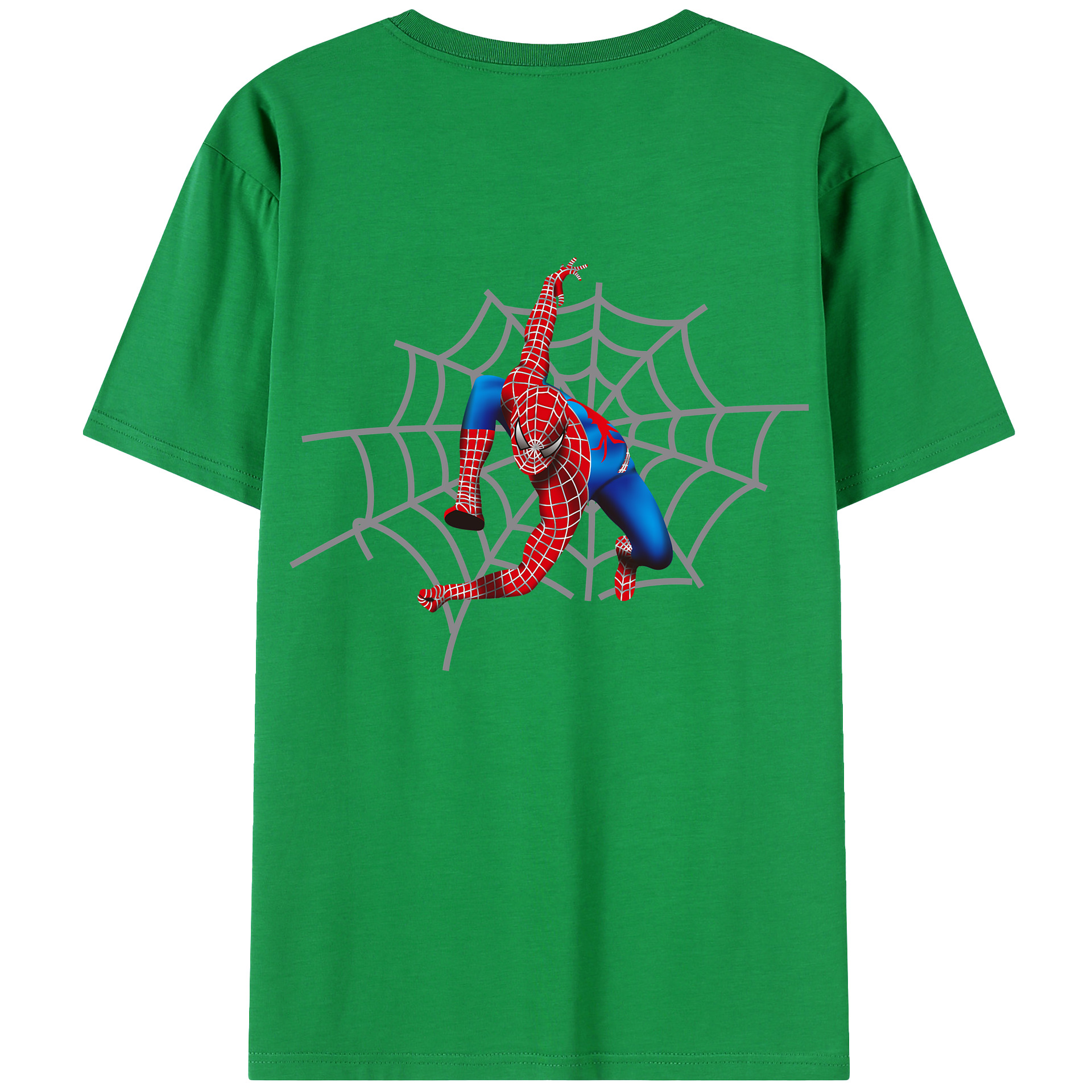 （画像用） Spider Man スパイダーマン 綿100％ メンズ半袖Tシャツ（バックプリント） 通気性