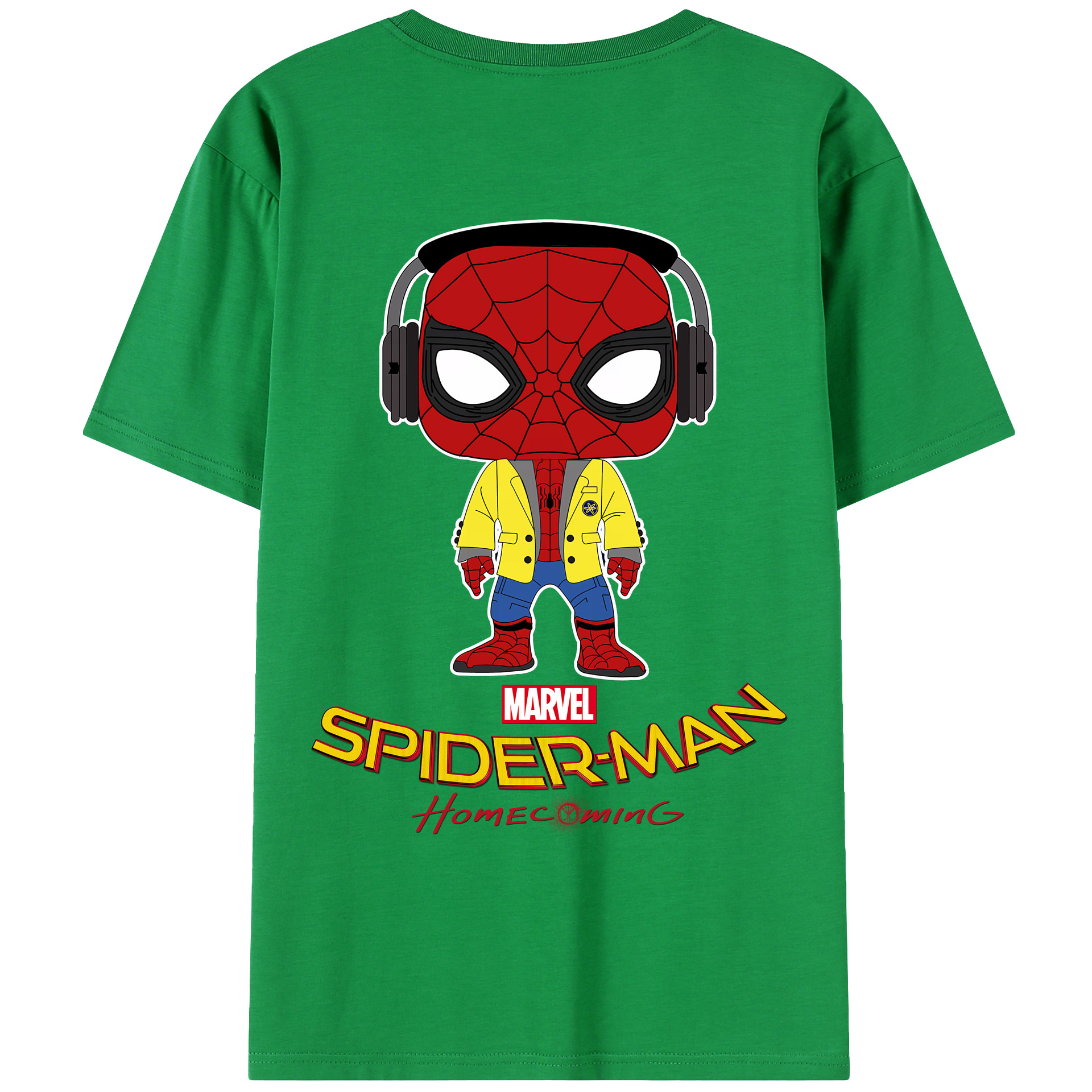 （画像用） Spider Man スパイダーマン 綿100％ メンズ半袖Tシャツ（バックプリント） 通気性