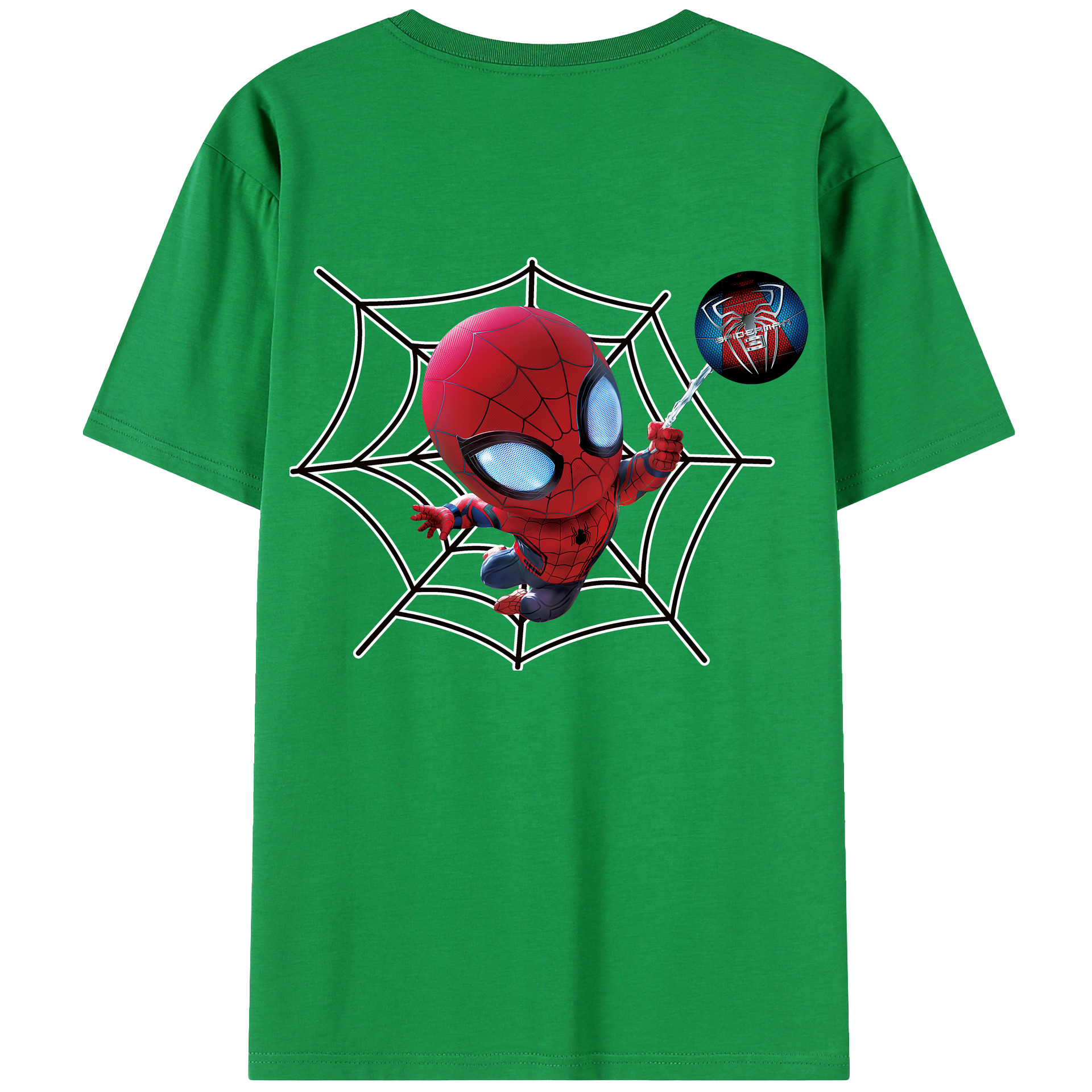 （画像用） Spider Man スパイダーマン 綿100％ メンズ半袖Tシャツ（バックプリント） 通気性