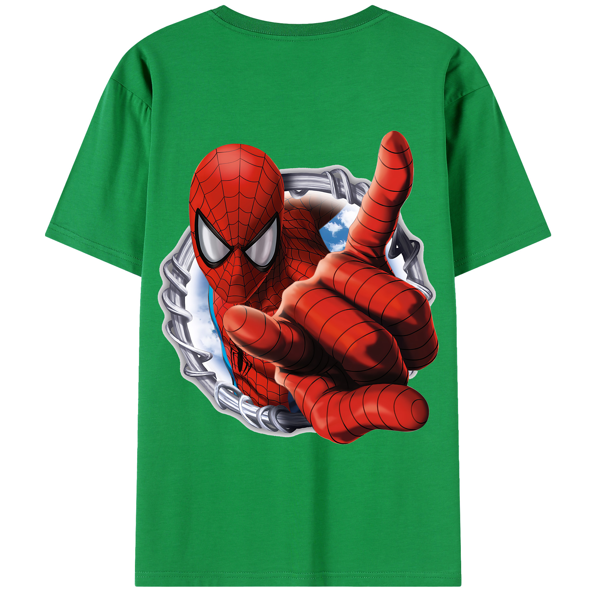 （画像用） Spider Man スパイダーマン 綿100％ メンズ半袖Tシャツ（バックプリント） 通気性