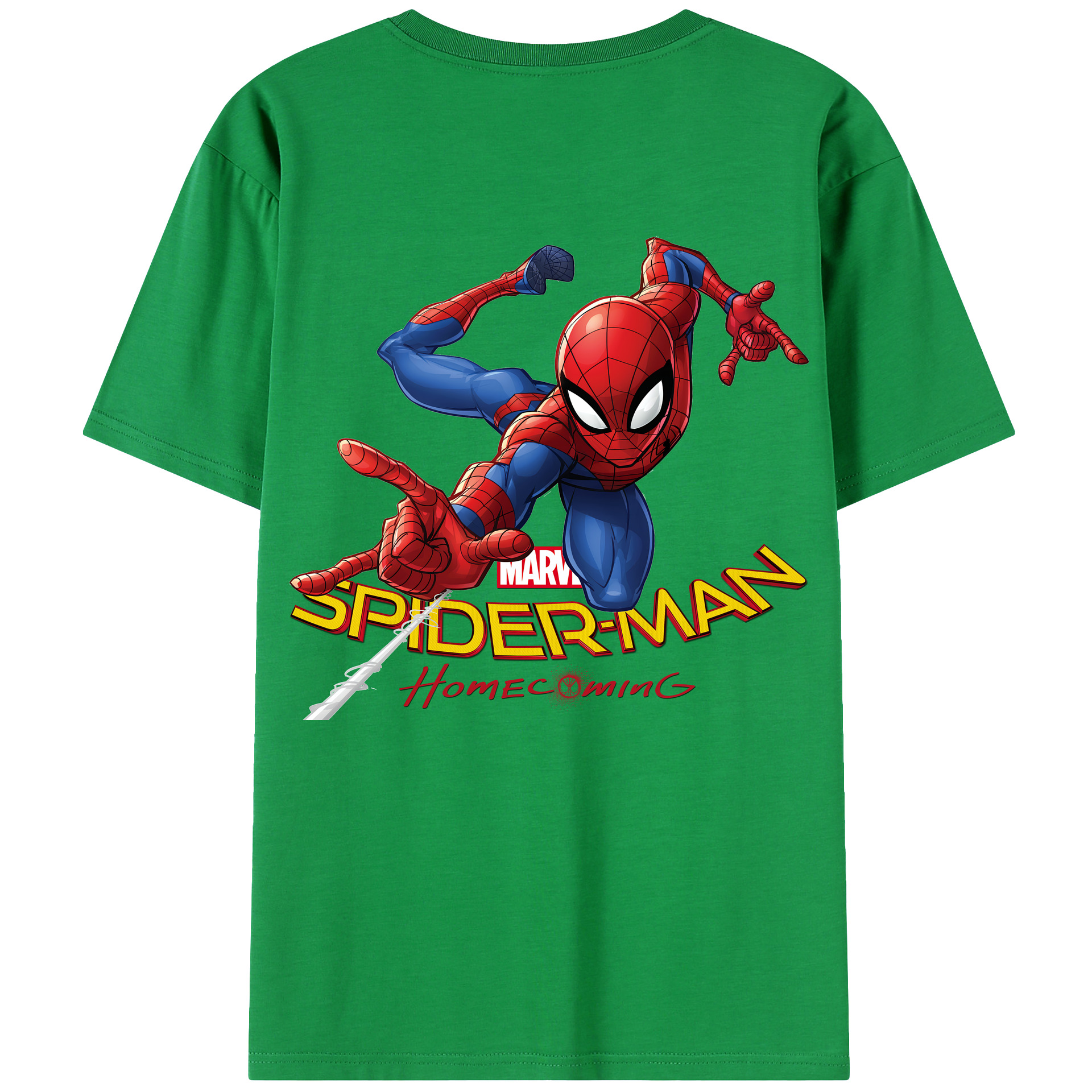 （画像用） Spider Man スパイダーマン 綿100％ メンズ半袖Tシャツ（バックプリント） 通気性