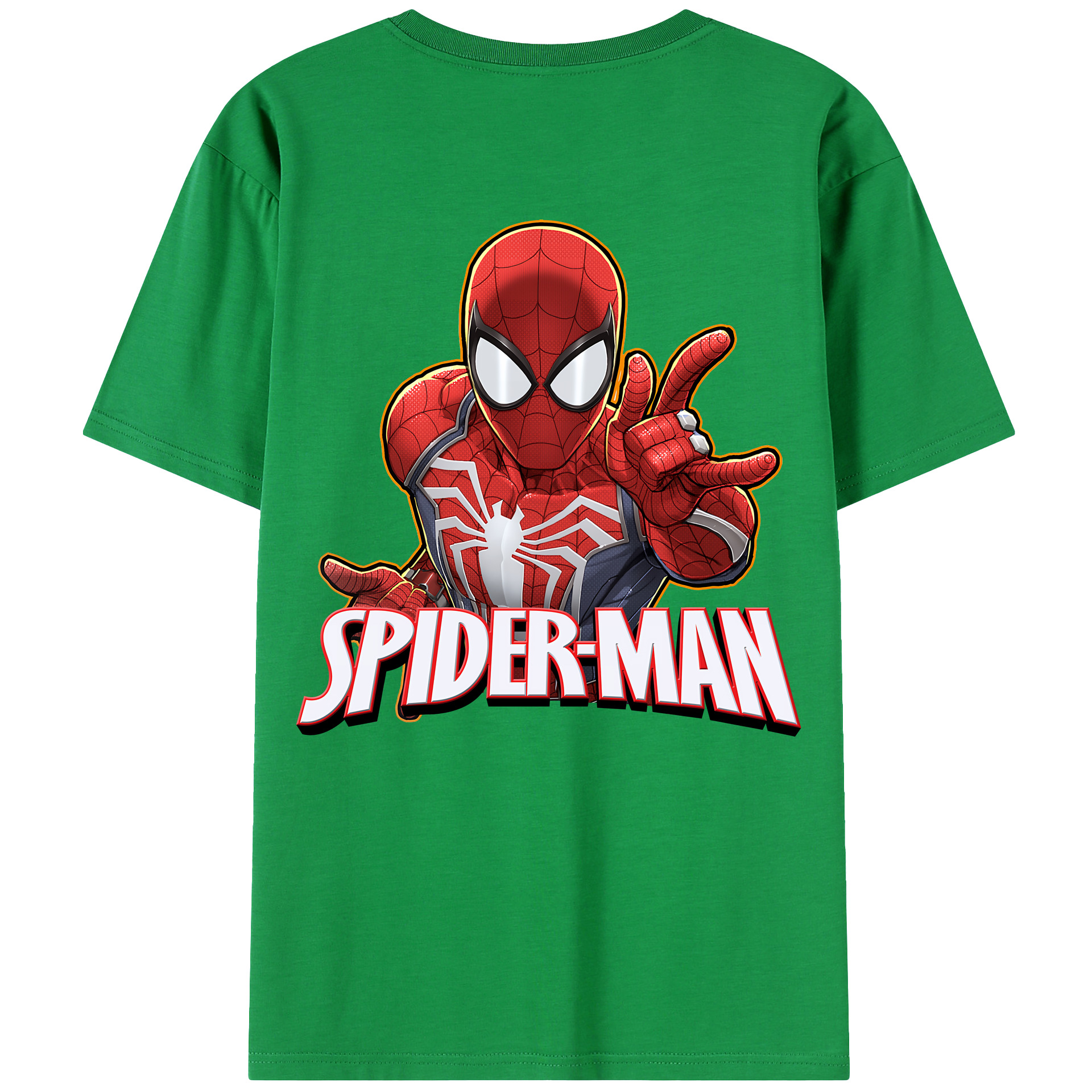 （画像用） Spider Man スパイダーマン 綿100％ メンズ半袖Tシャツ（バックプリント） 通気性