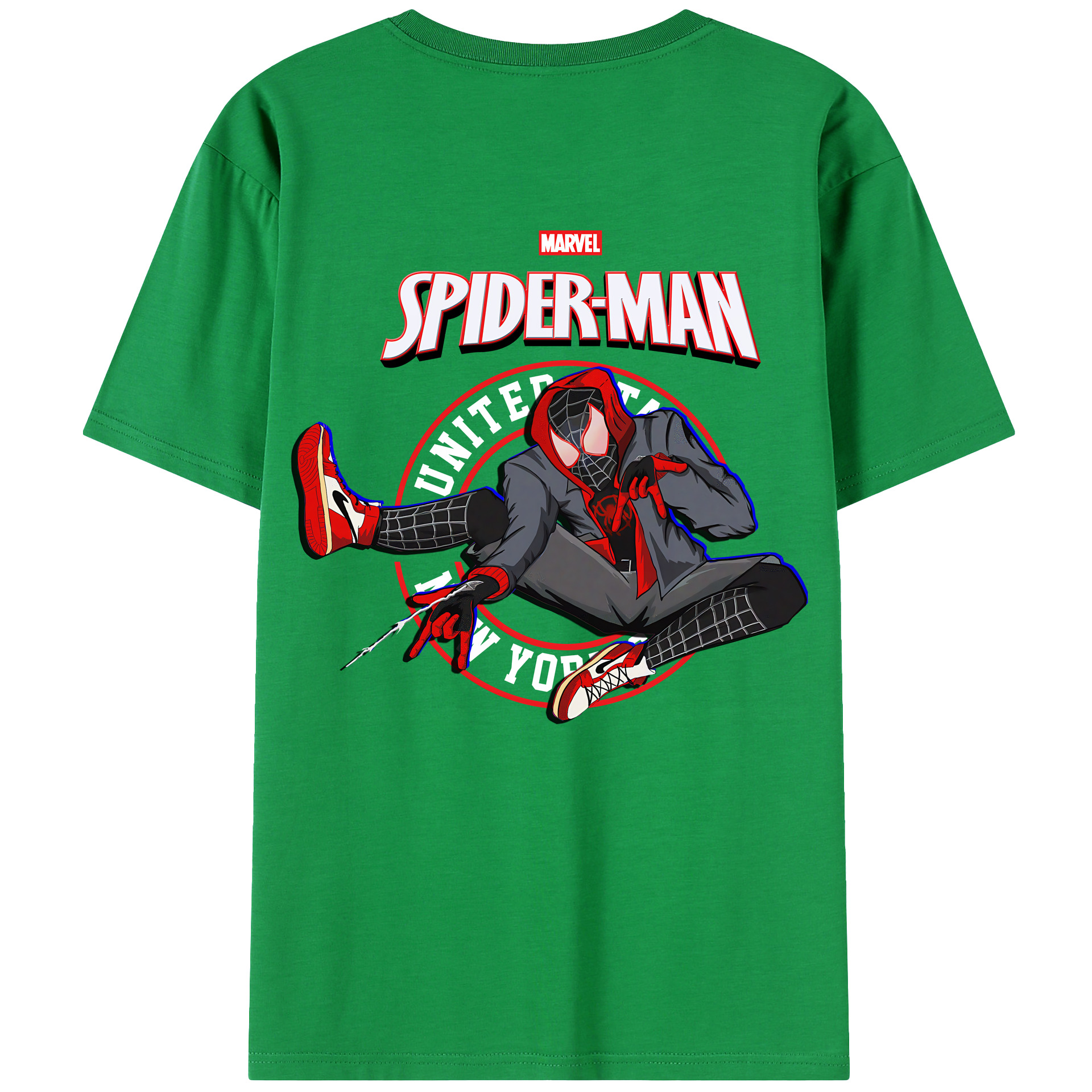 （画像用） Spider Man スパイダーマン 綿100％ メンズ半袖Tシャツ（バックプリント） 通気性