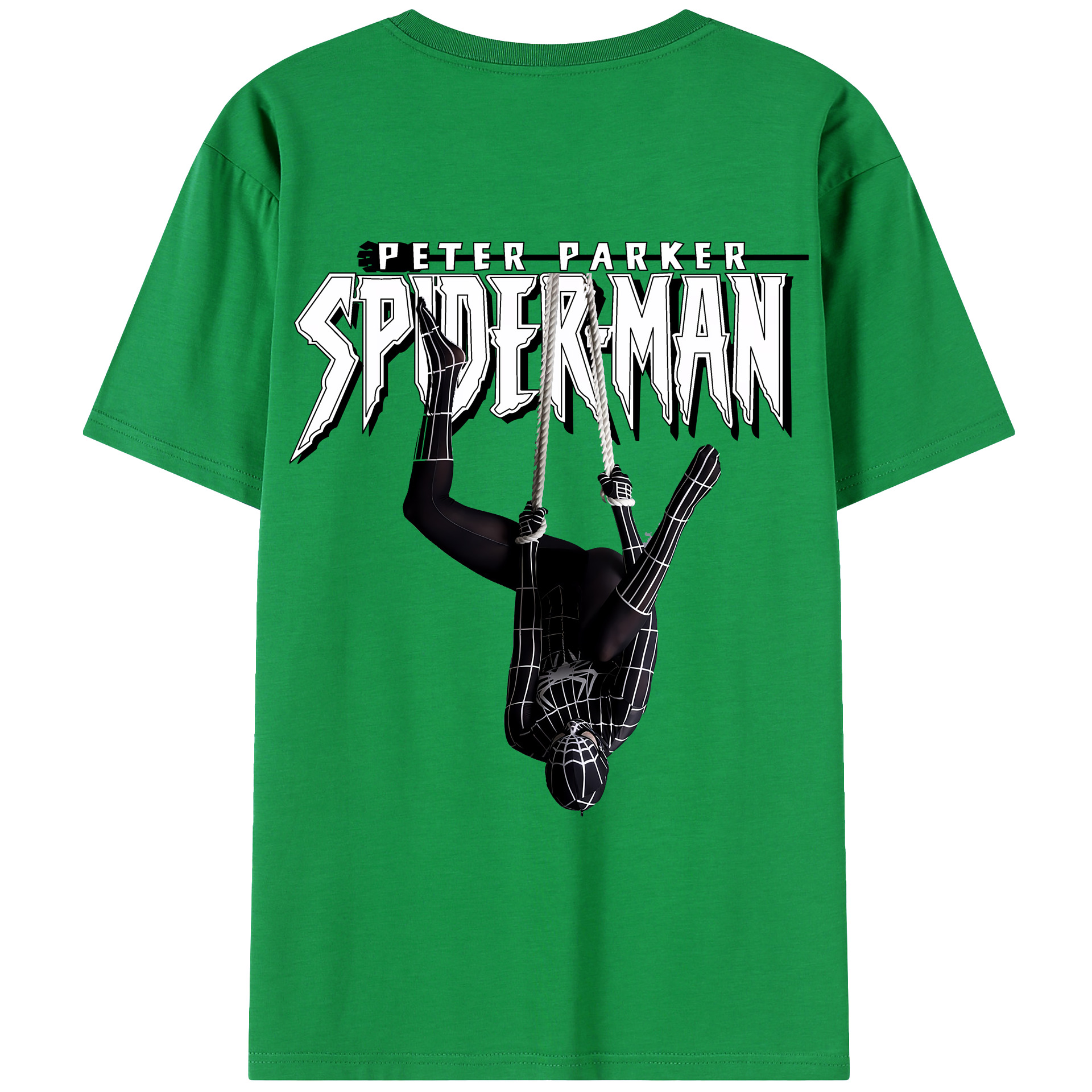 （画像用） Spider Man スパイダーマン 綿100％ メンズ半袖Tシャツ（バックプリント） 通気性