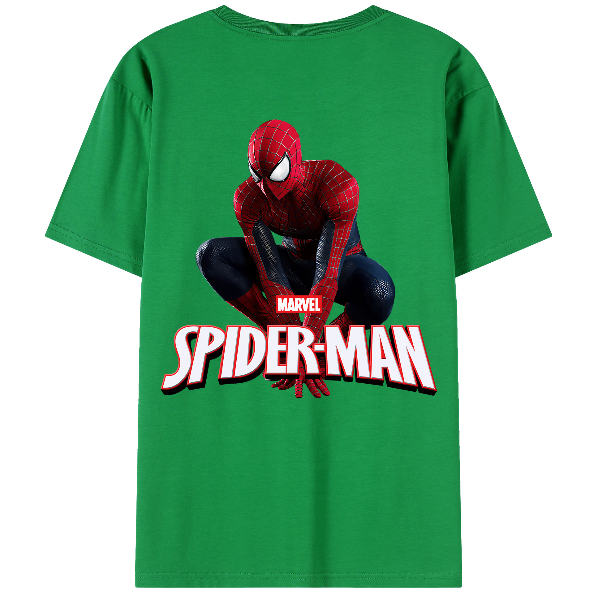 （画像用） Spider Man スパイダーマン 綿100％ メンズ半袖Tシャツ（バックプリント） 通気性