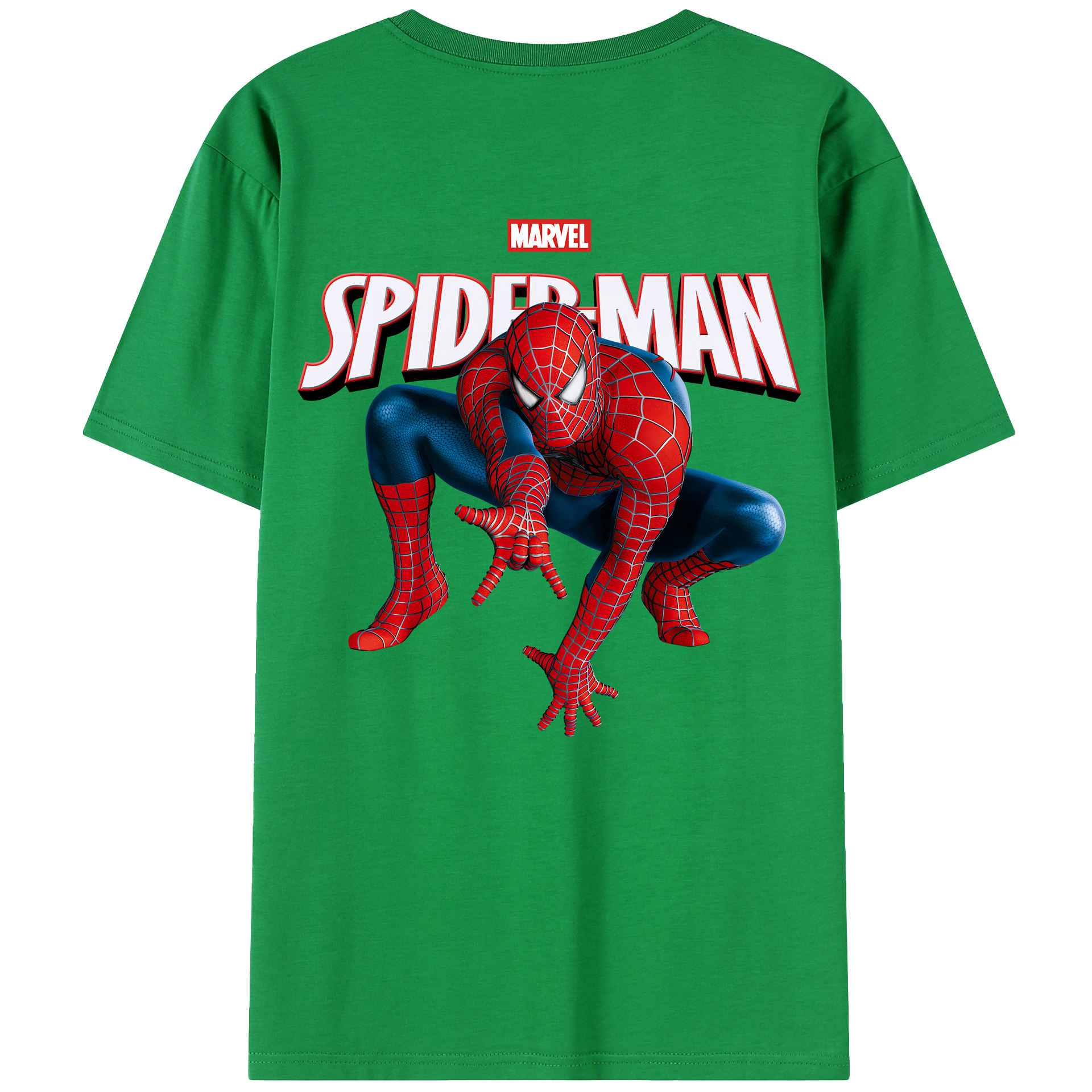 （画像用） Spider Man スパイダーマン 綿100％ メンズ半袖Tシャツ（バックプリント） 通気性