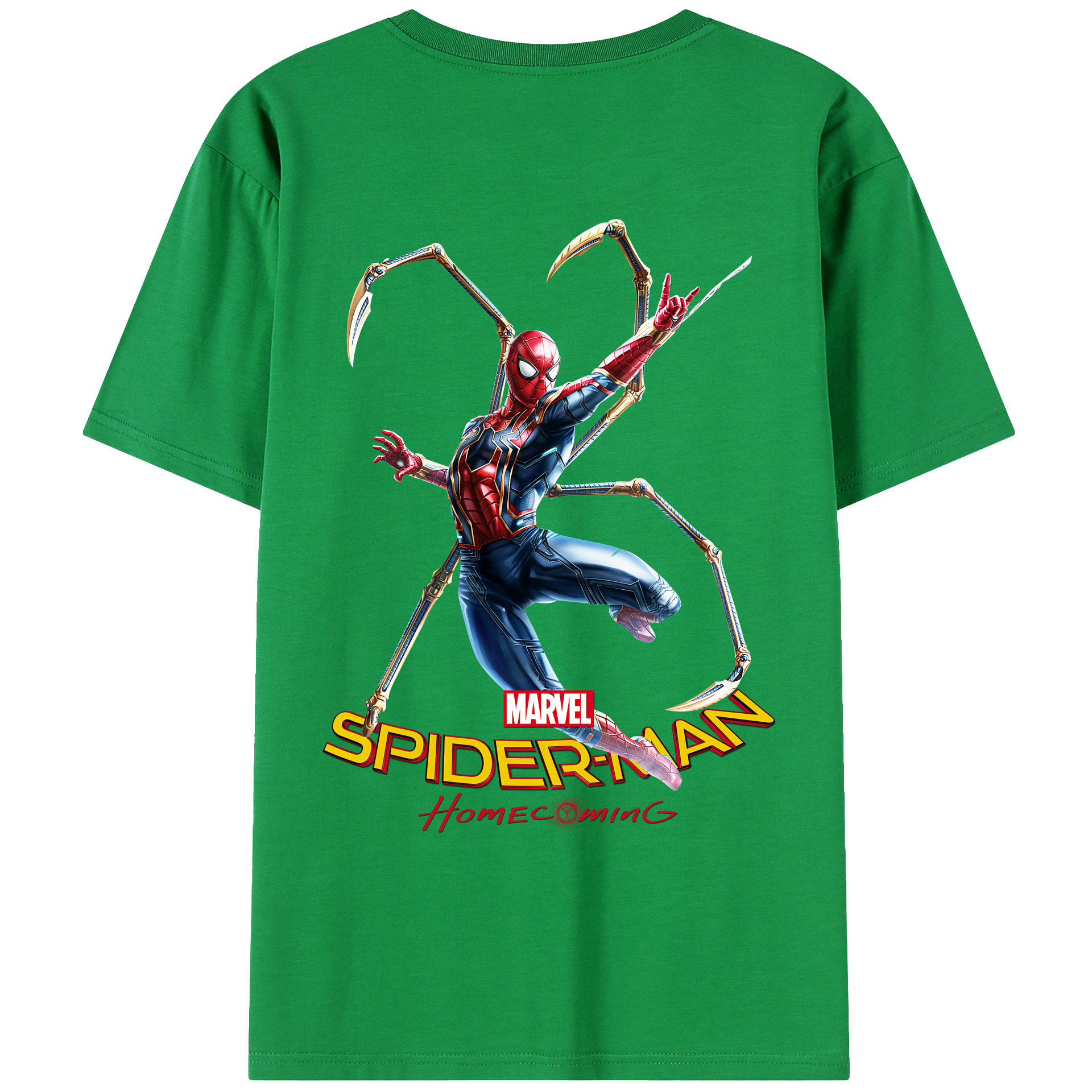（画像用） Spider Man スパイダーマン 綿100％ メンズ半袖Tシャツ（バックプリント） 通気性