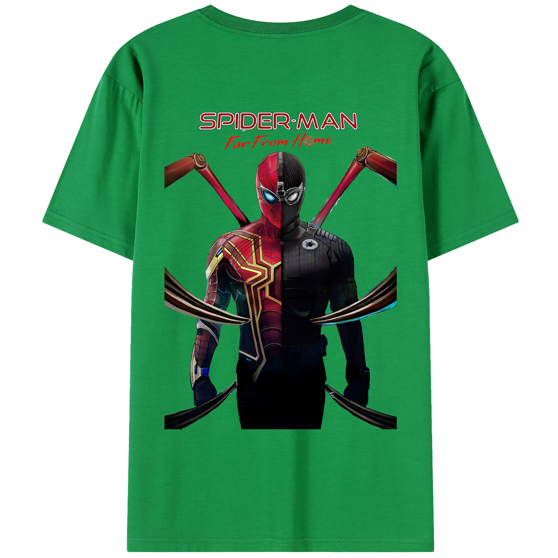 （画像用） Spider Man スパイダーマン 綿100％ メンズ半袖Tシャツ（バックプリント） 通気性