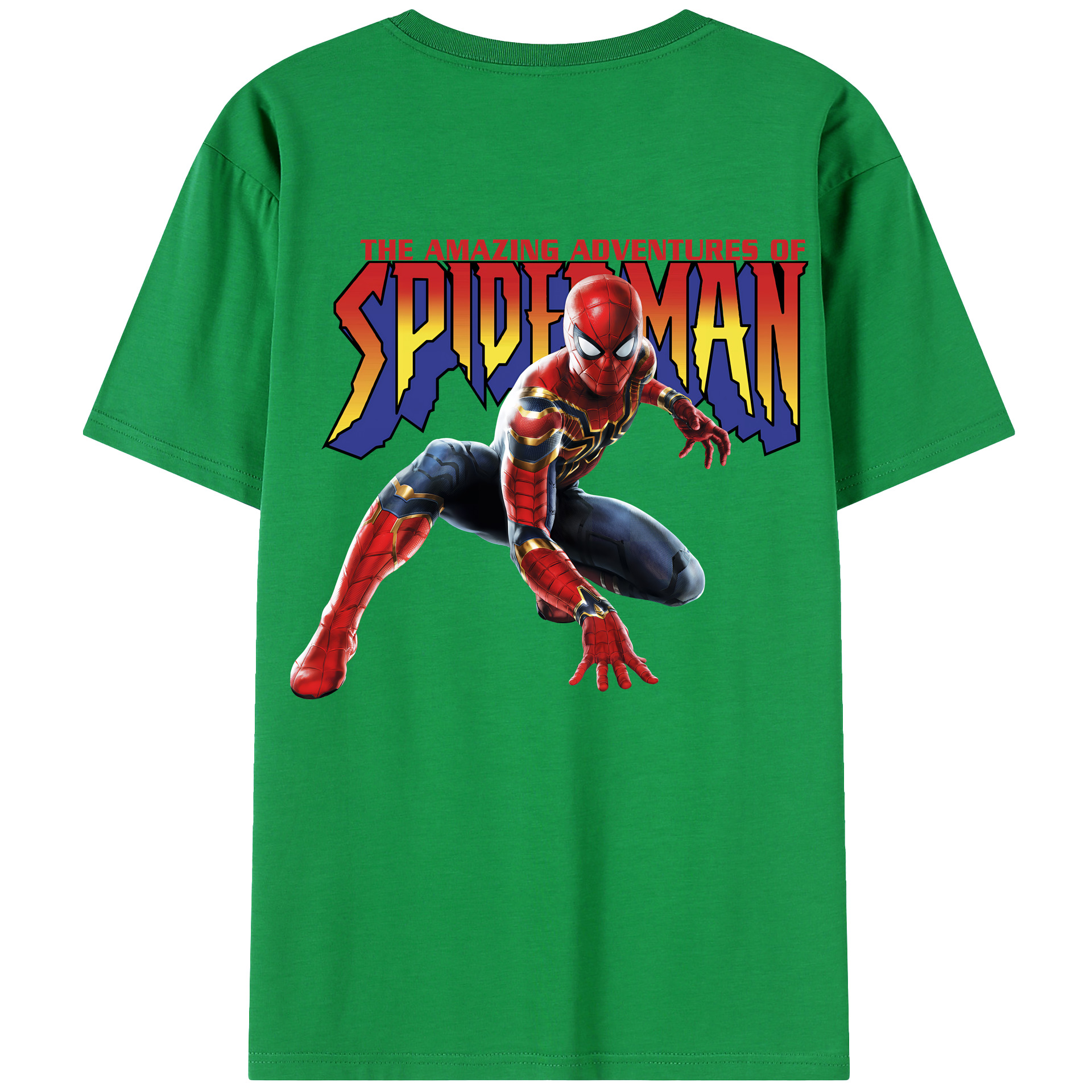 （画像用） Spider Man スパイダーマン 綿100％ メンズ半袖Tシャツ（バックプリント） 通気性