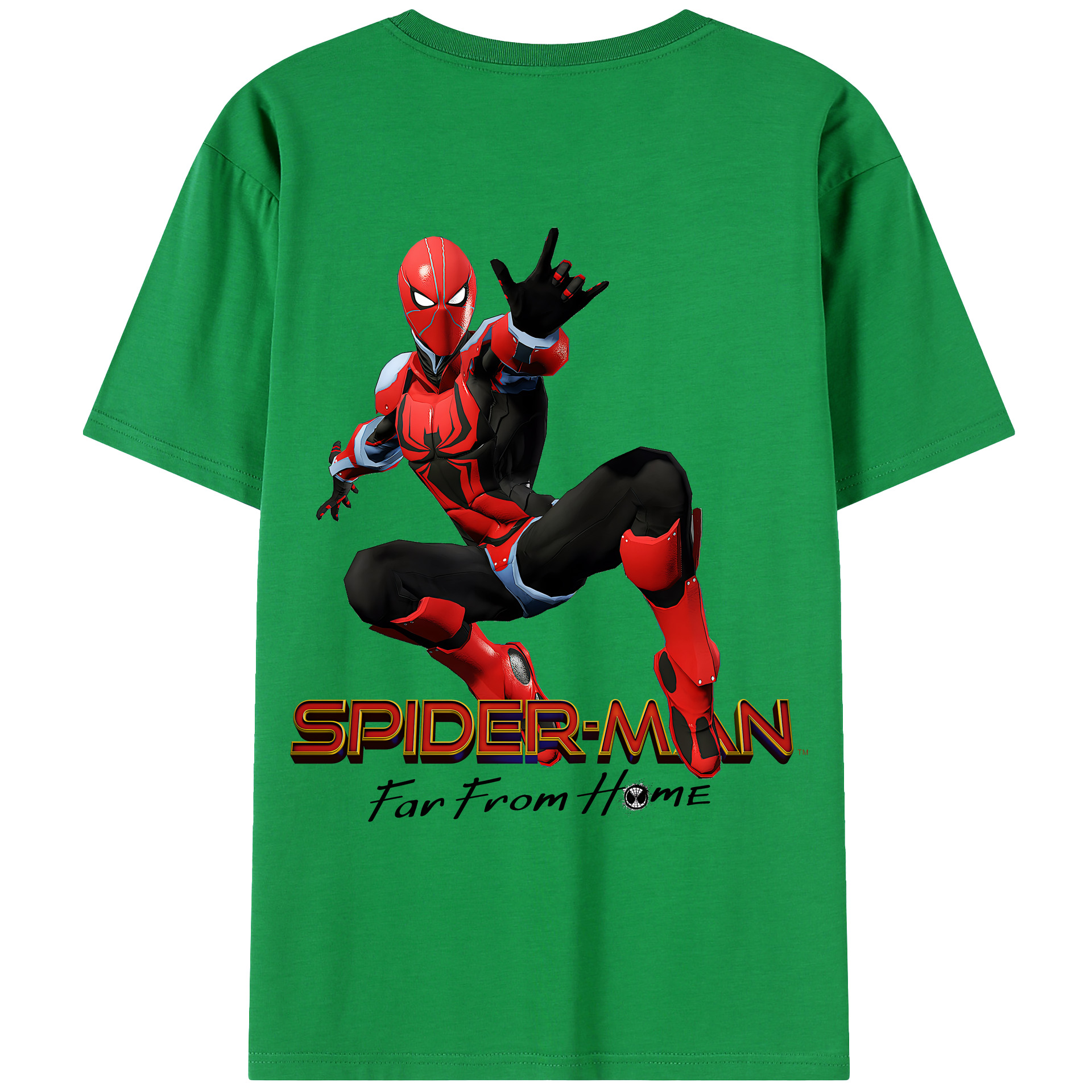 （画像用） Spider Man スパイダーマン 綿100％ メンズ半袖Tシャツ（バックプリント） 通気性
