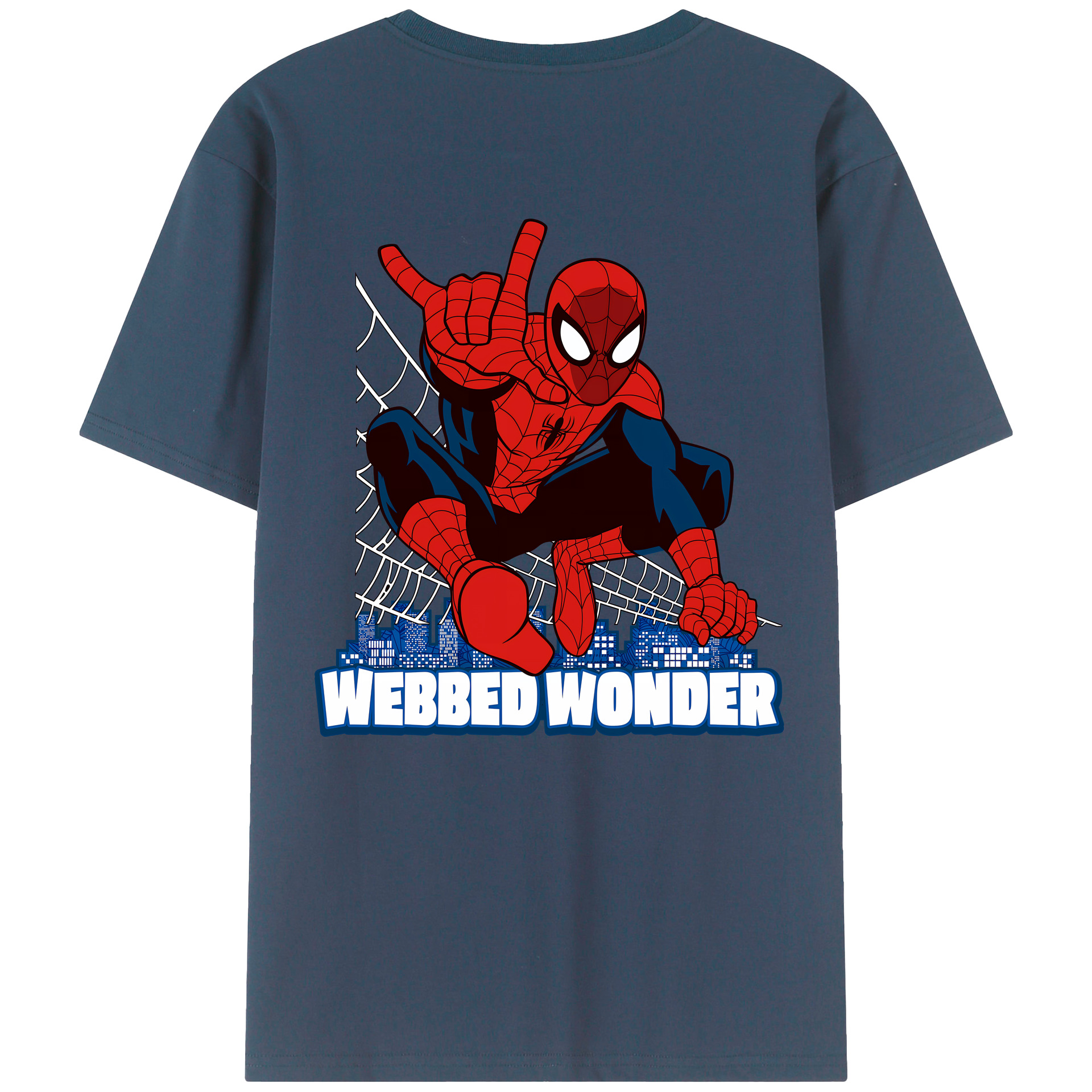 （画像用） Spider Man スパイダーマン 綿100％ メンズ半袖Tシャツ（バックプリント） 通気性