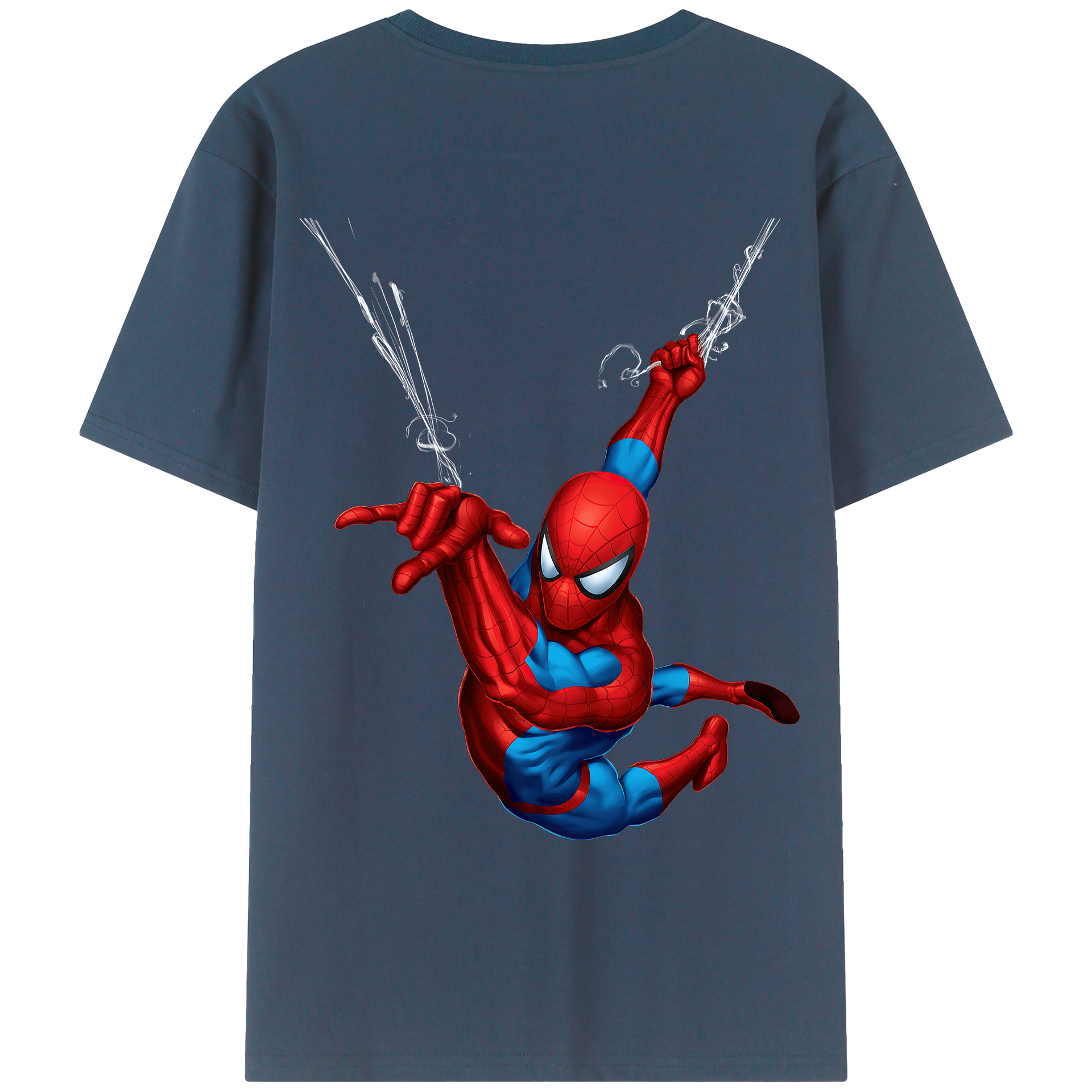 （画像用） Spider Man スパイダーマン 綿100％ メンズ半袖Tシャツ（バックプリント） 通気性
