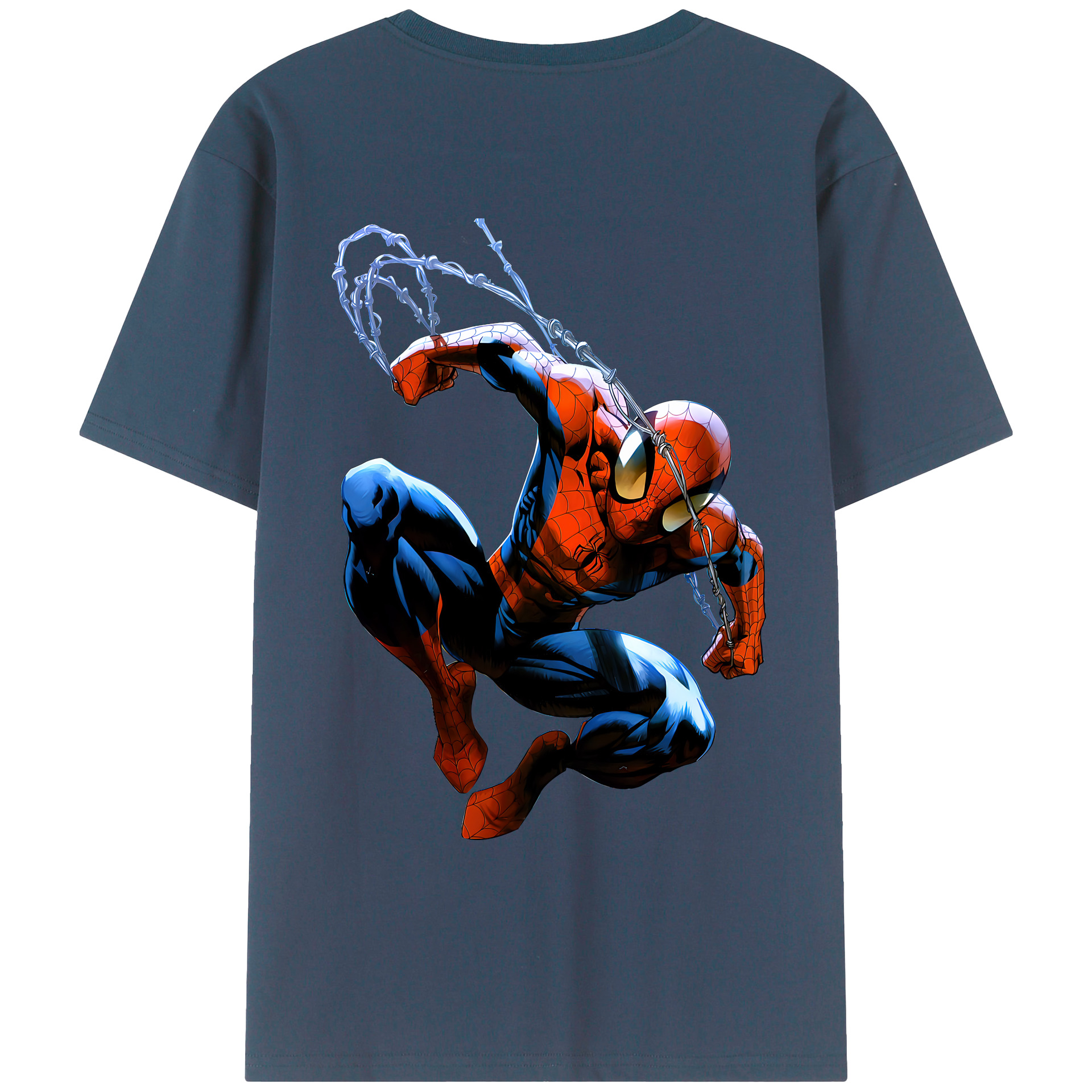 （画像用） Spider Man スパイダーマン 綿100％ メンズ半袖Tシャツ（バックプリント） 通気性