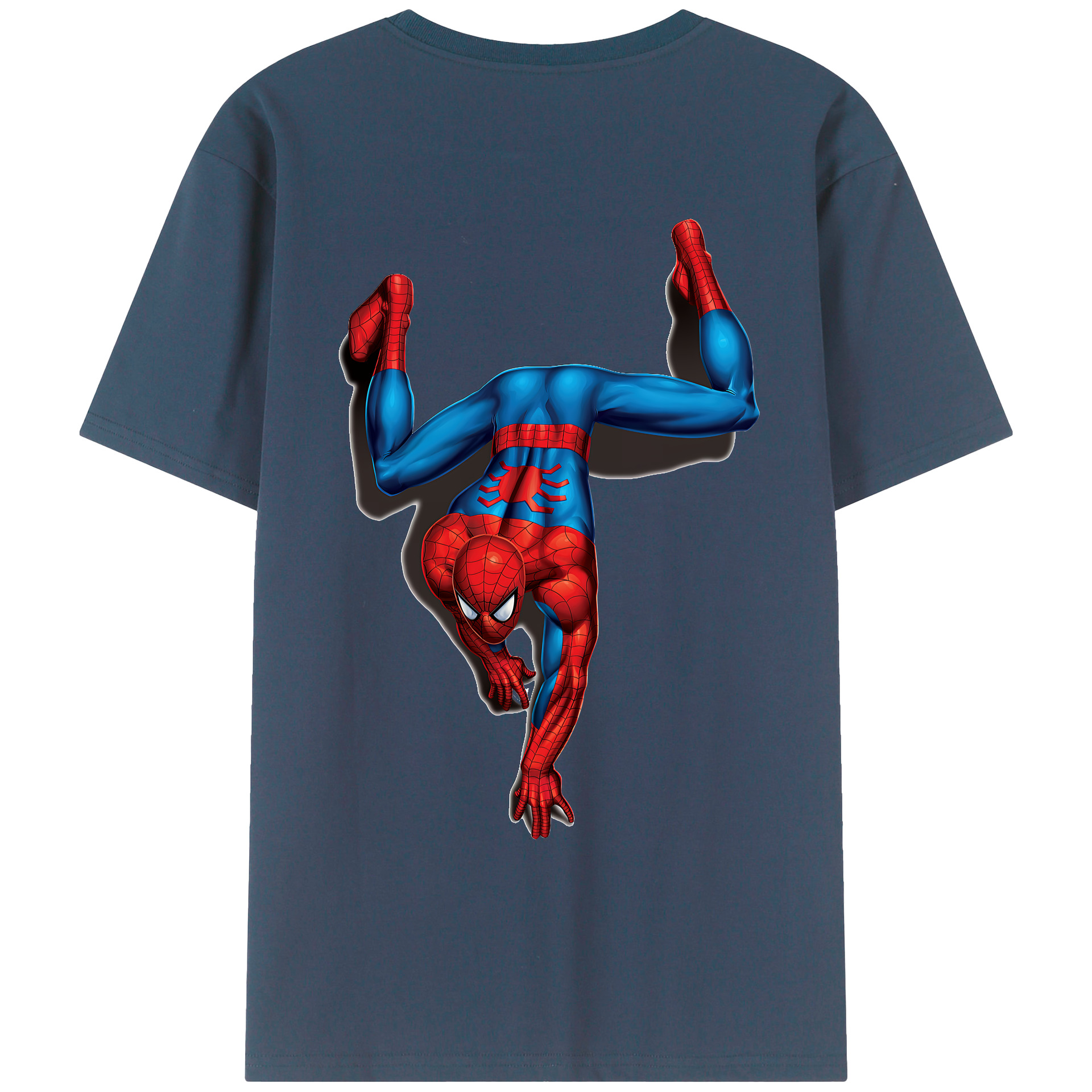 （画像用） Spider Man スパイダーマン 綿100％ メンズ半袖Tシャツ（バックプリント） 通気性