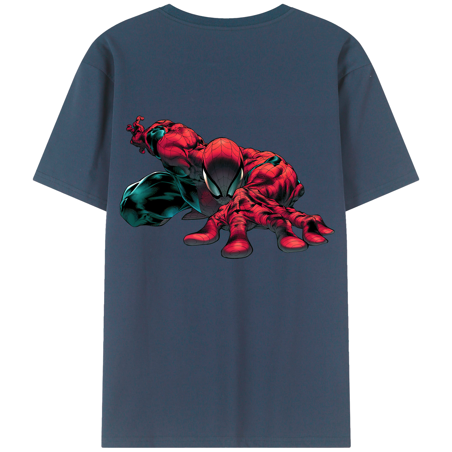 （画像用） Spider Man スパイダーマン 綿100％ メンズ半袖Tシャツ（バックプリント） 通気性