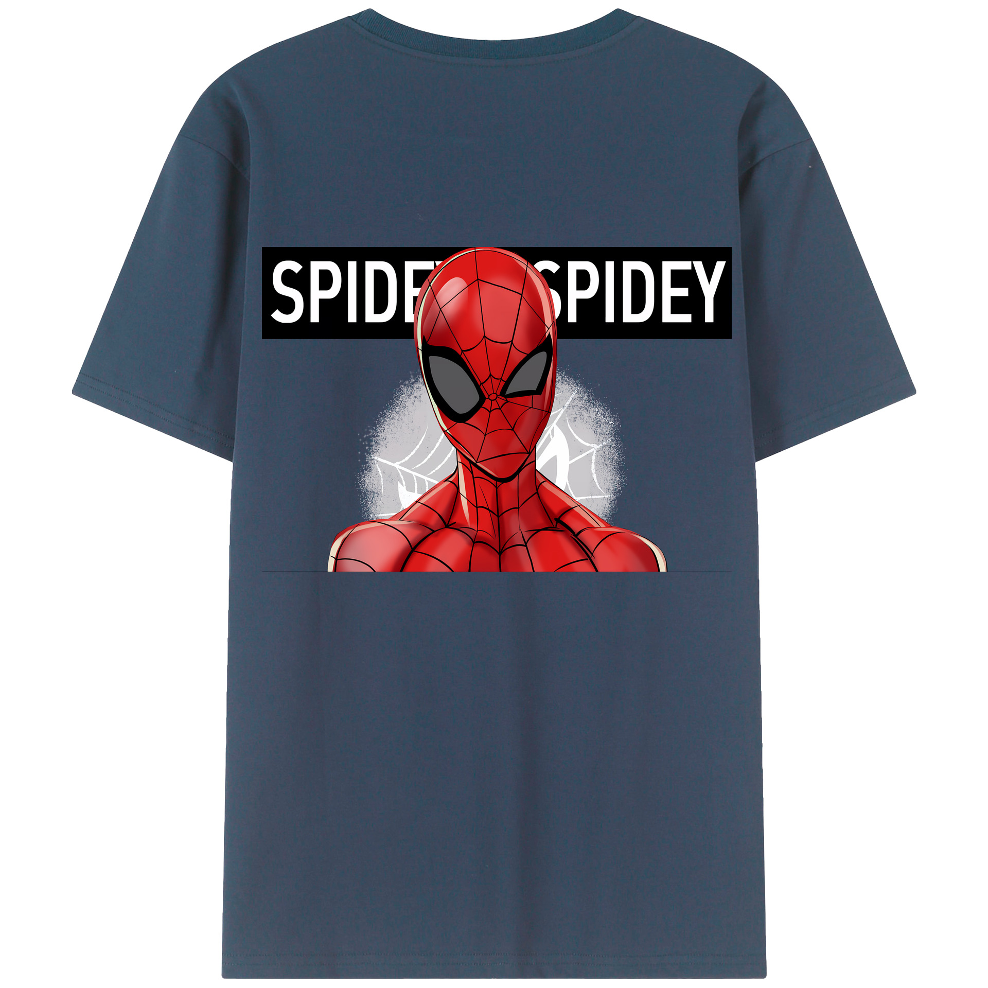 （画像用） Spider Man スパイダーマン 綿100％ メンズ半袖Tシャツ（バックプリント） 通気性