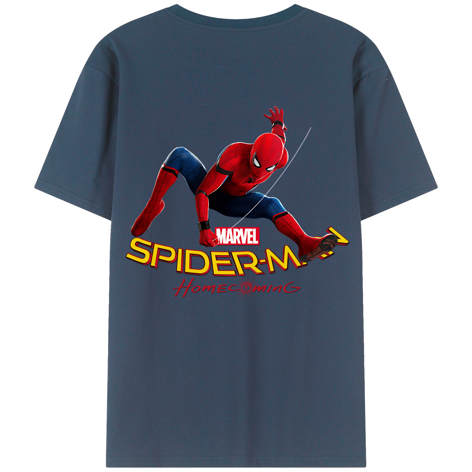 （画像用） Spider Man スパイダーマン 綿100％ メンズ半袖Tシャツ（バックプリント） 通気性