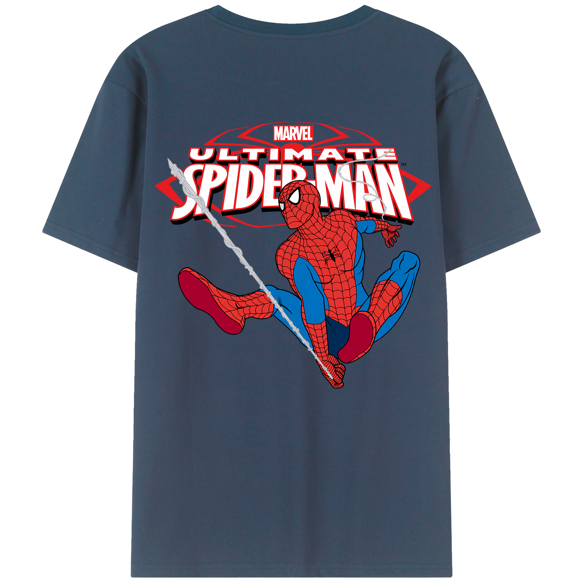 （画像用） Spider Man スパイダーマン 綿100％ メンズ半袖Tシャツ（バックプリント） 通気性