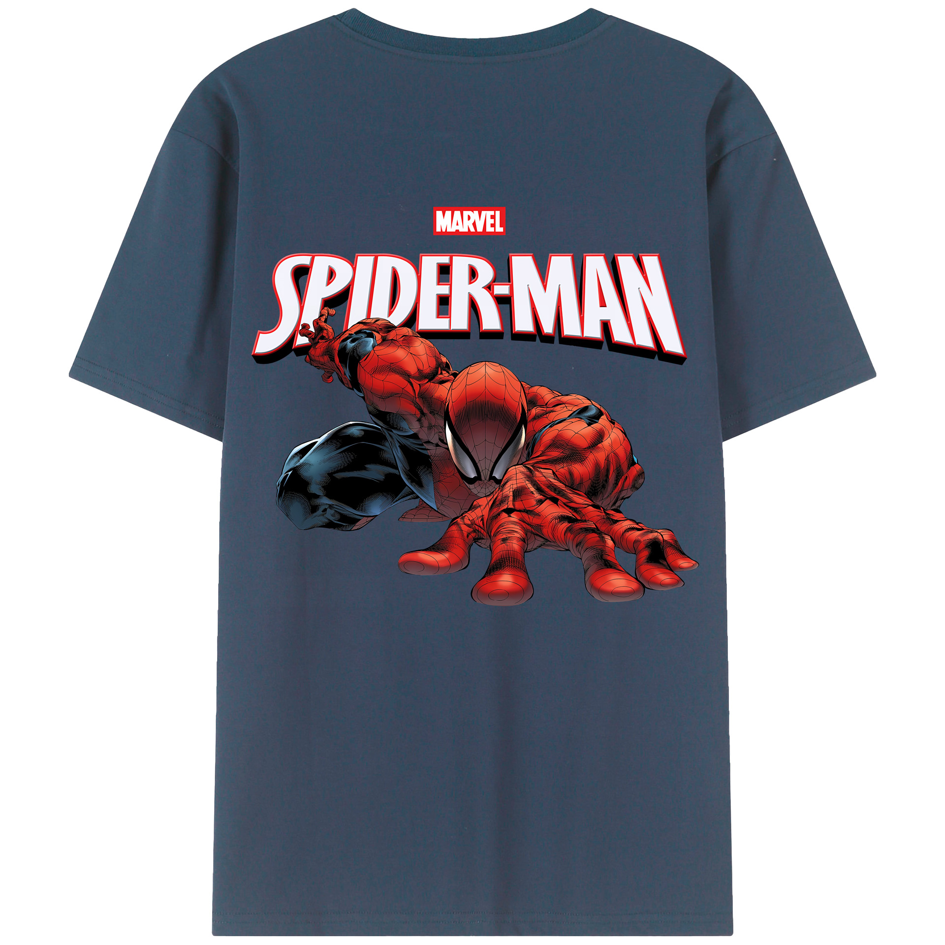 （画像用） Spider Man スパイダーマン 綿100％ メンズ半袖Tシャツ（バックプリント） 通気性