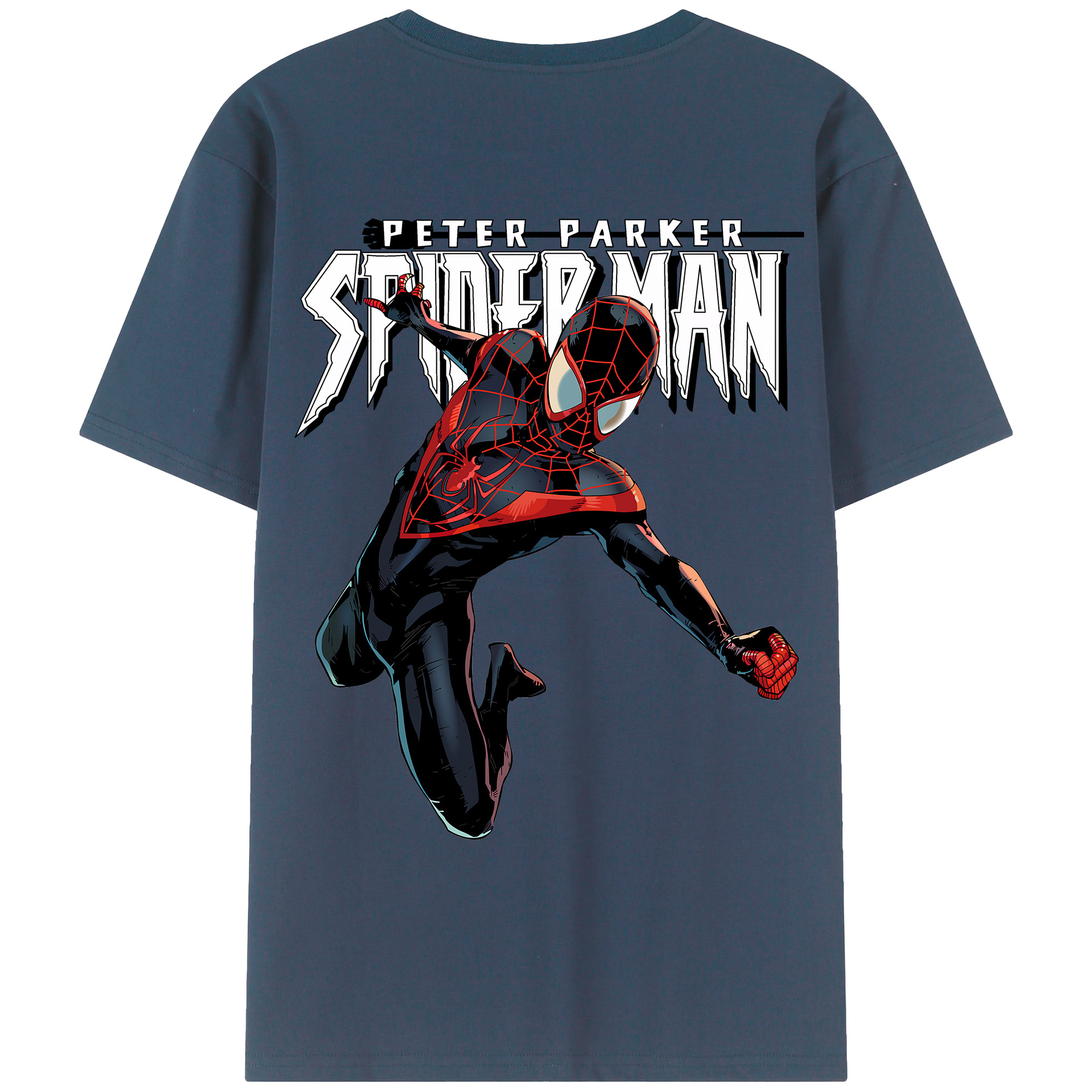 （画像用） Spider Man スパイダーマン 綿100％ メンズ半袖Tシャツ（バックプリント） 通気性