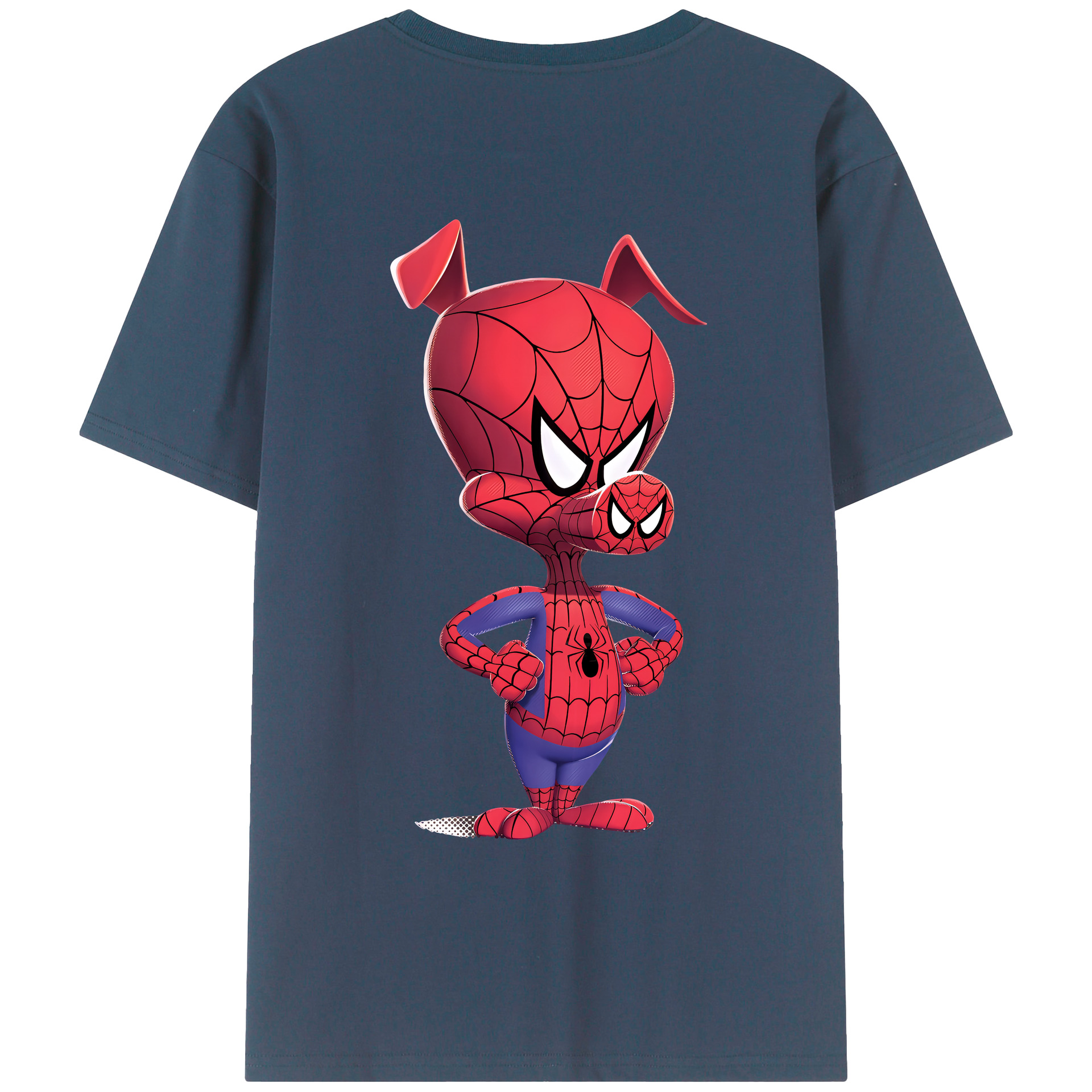 （画像用） Spider Man スパイダーマン 綿100％ メンズ半袖Tシャツ（バックプリント） 通気性