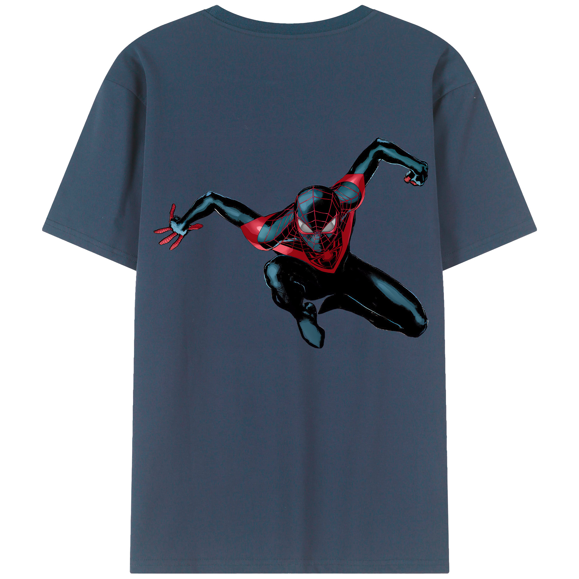 （画像用） Spider Man スパイダーマン 綿100％ メンズ半袖Tシャツ（バックプリント） 通気性